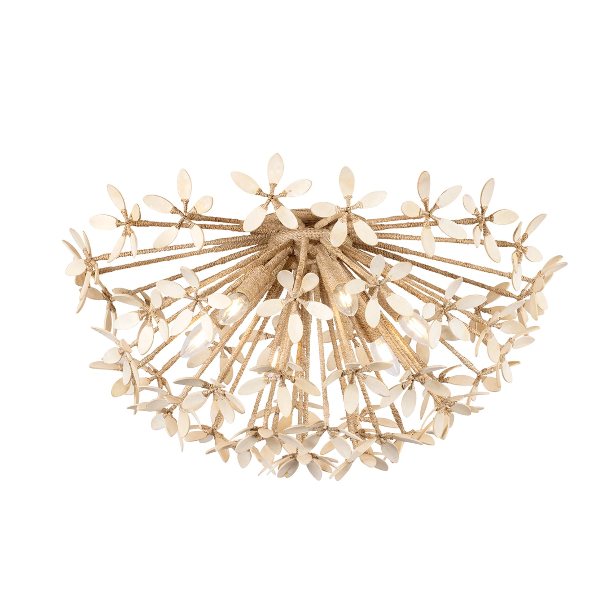Corfu 30" 6-Light Semi Flush Mount, Ivory Coco Finish
