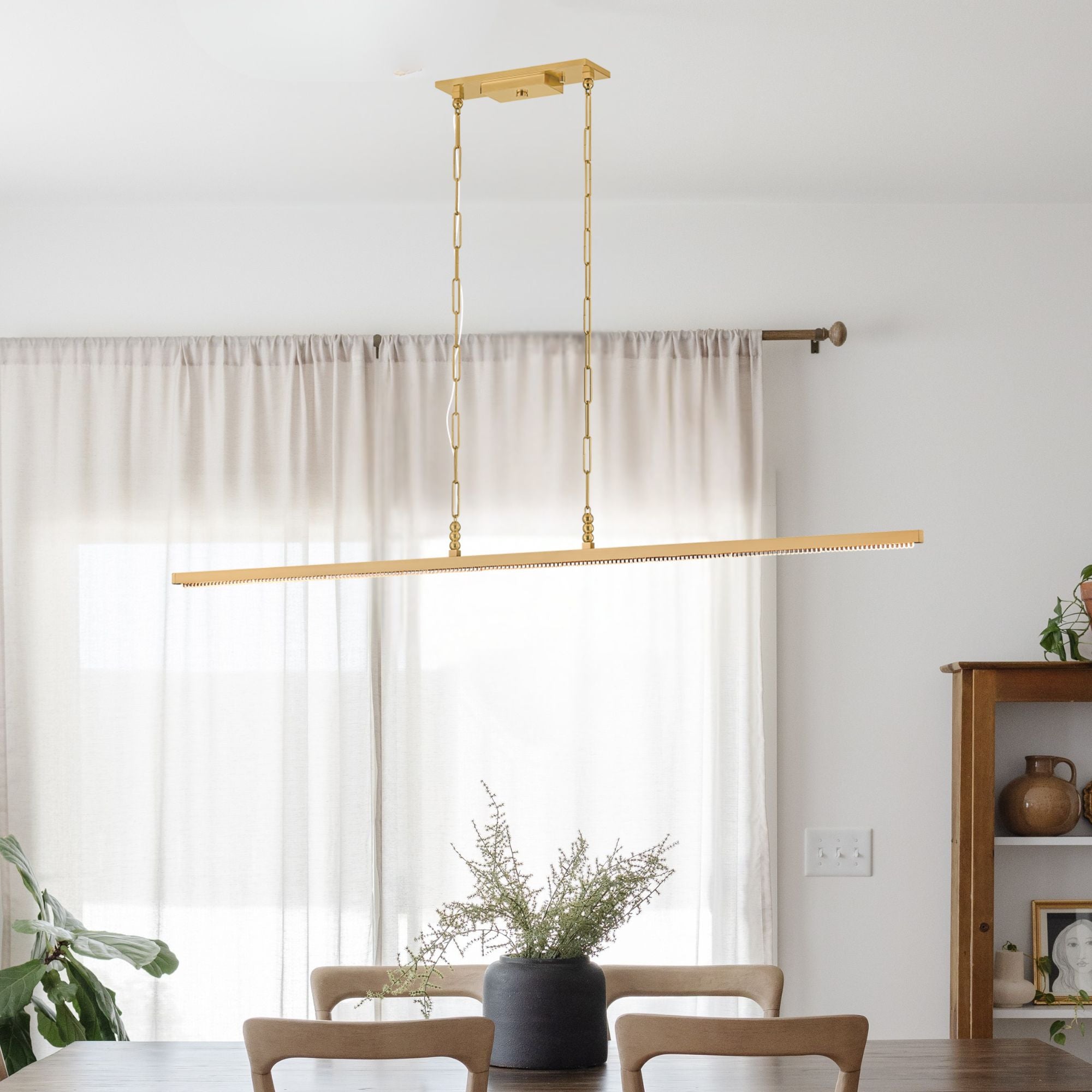 Corbett Cortina 72 in. Pendant Light, Vintage Brass with Piastre Glass