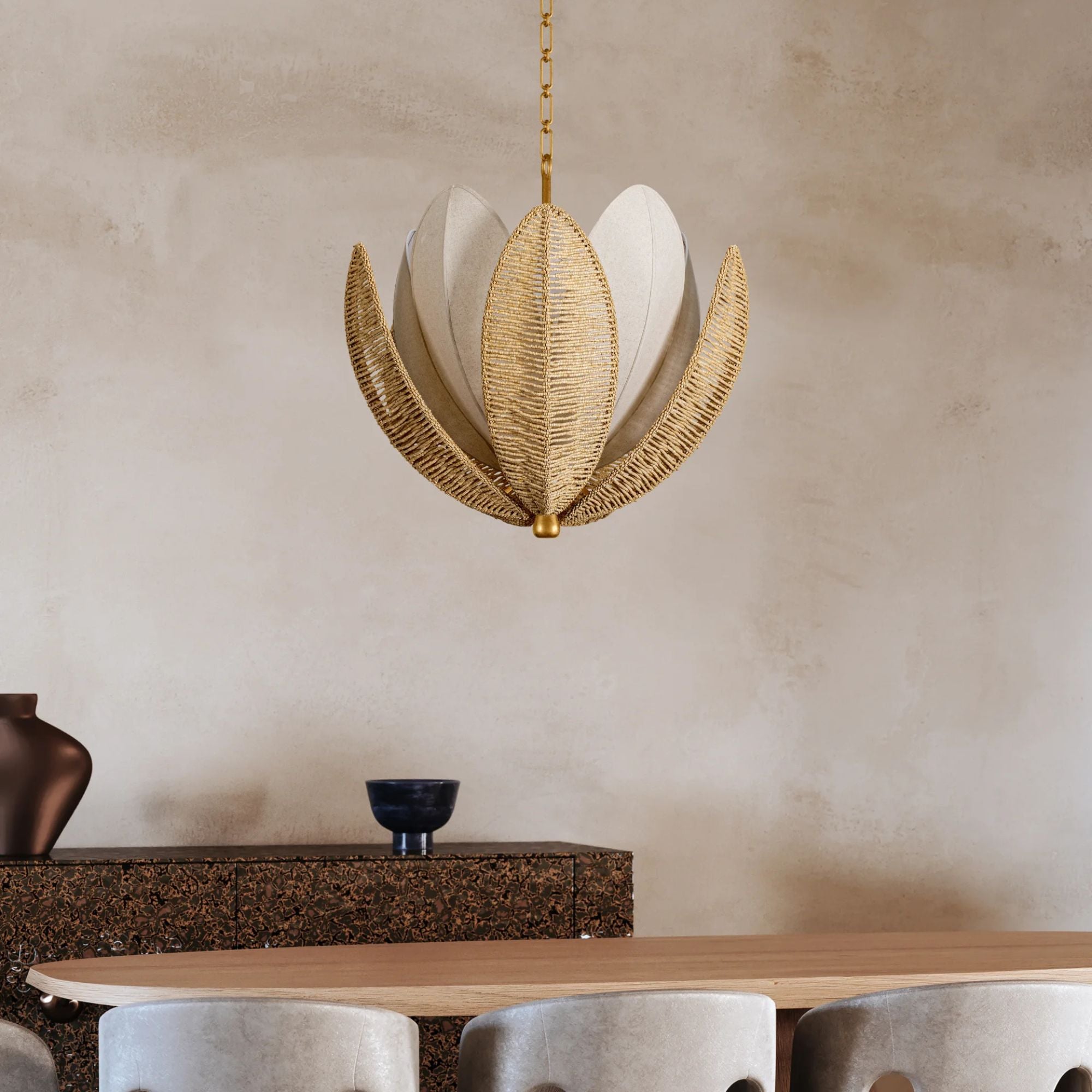 Costa Brava 36" 10-Light Chandelier, Vintage Gold Leaf Finish
