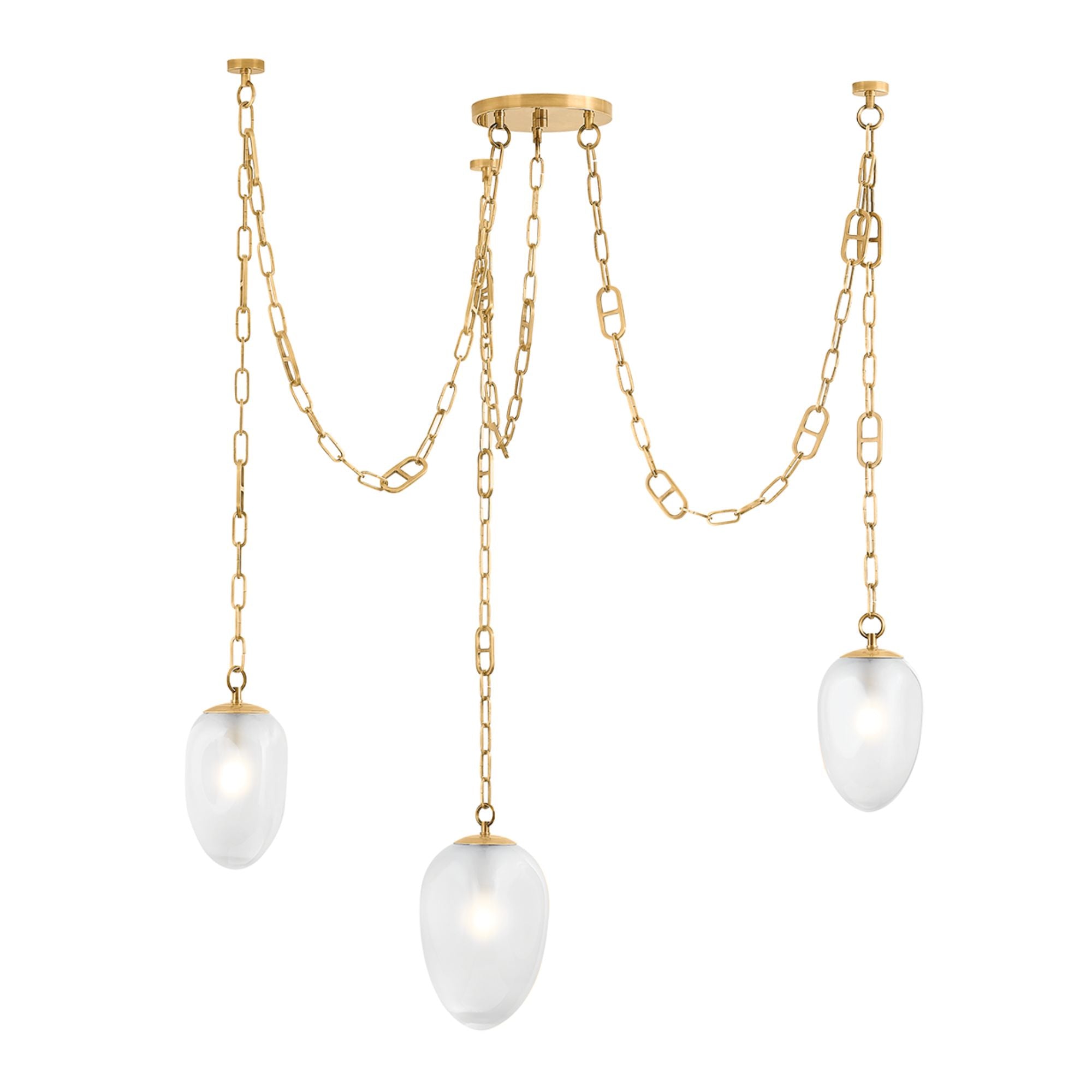 Daith 48" 3-Light Chandelier, Vintage Brass Finish