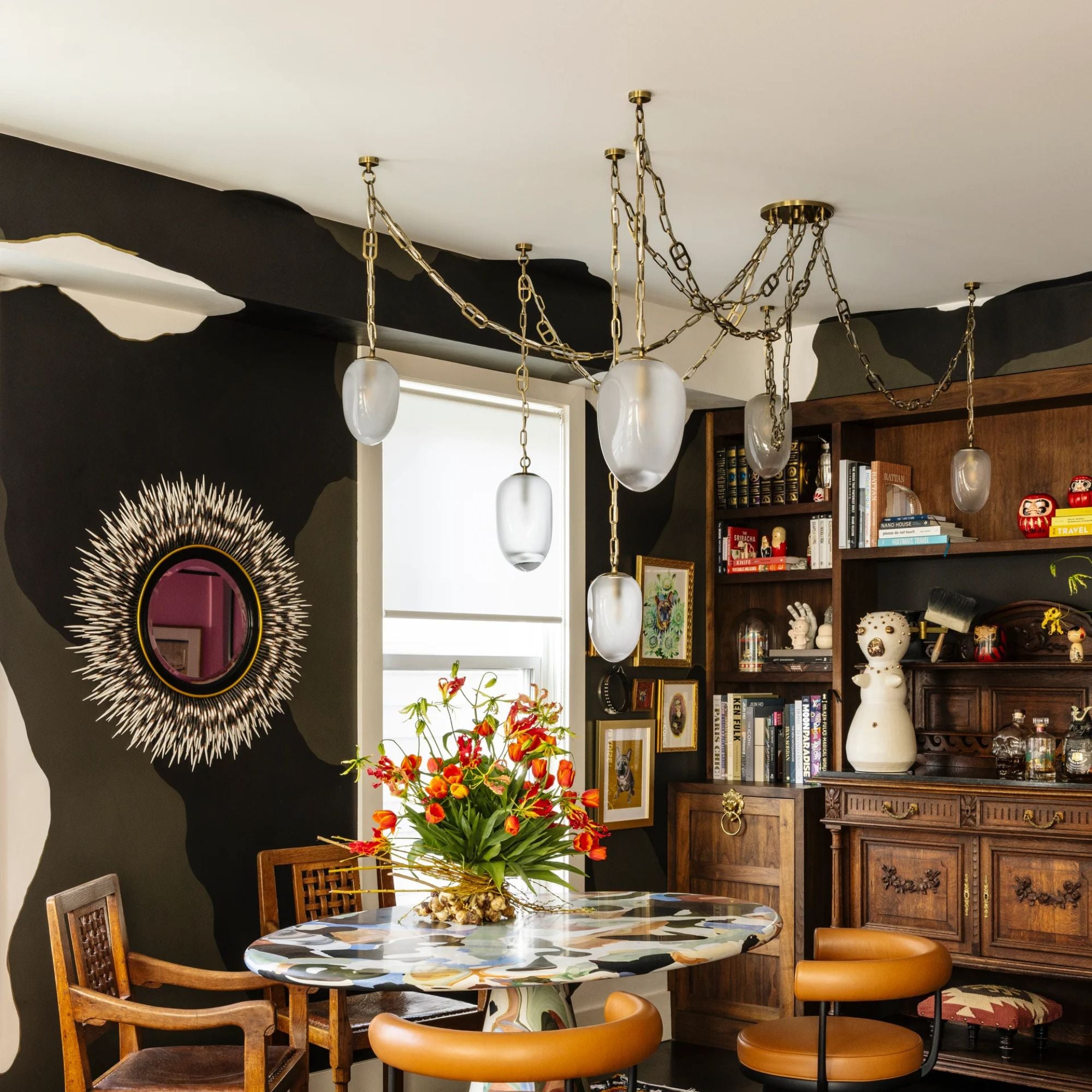 Daith 61" 6-Light Chandelier, Vintage Brass Finish