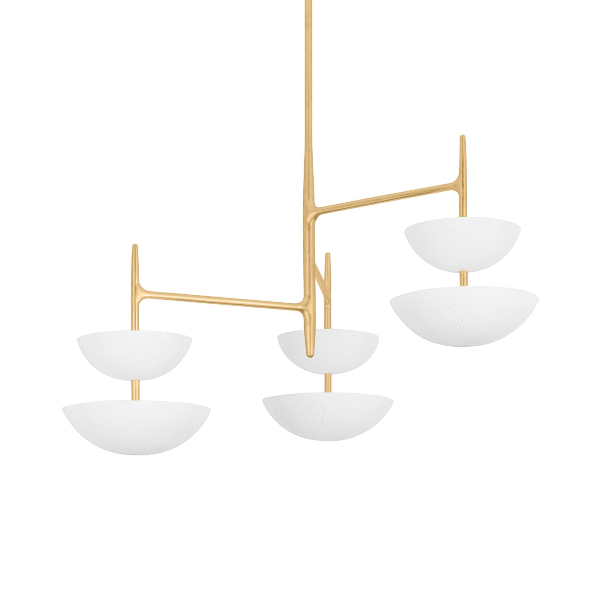 Evander 42" LED Chandelier, Vintage Gold Leaf/Gesso White Finish