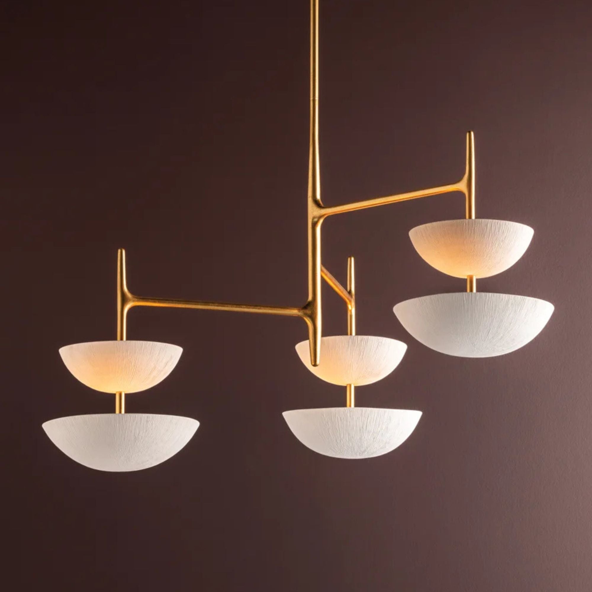 Evander 42" LED Chandelier, Vintage Gold Leaf/Gesso White Finish