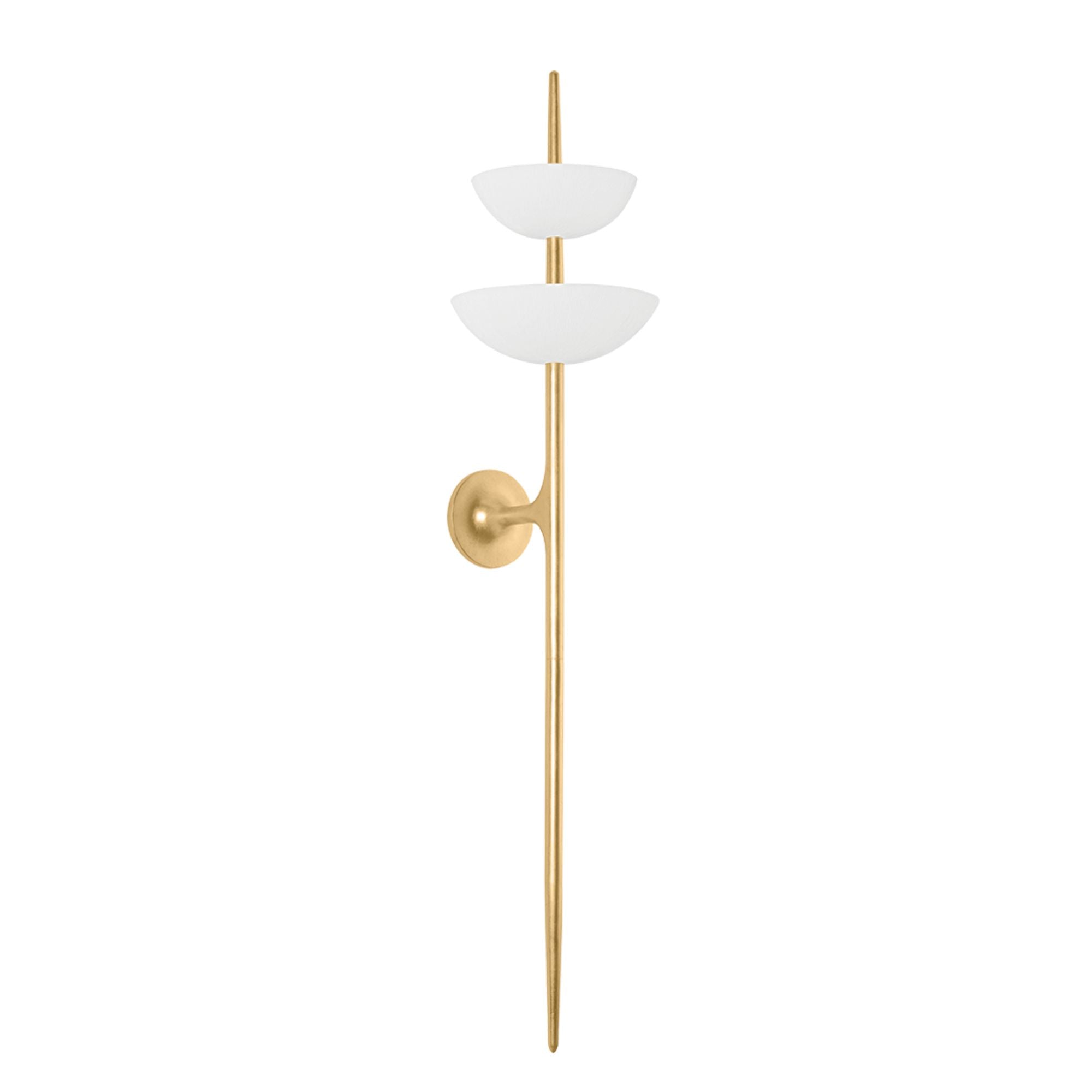 Evander 54" LED Wall Sconce, Vintage Gold Leaf/Gesso White Finish