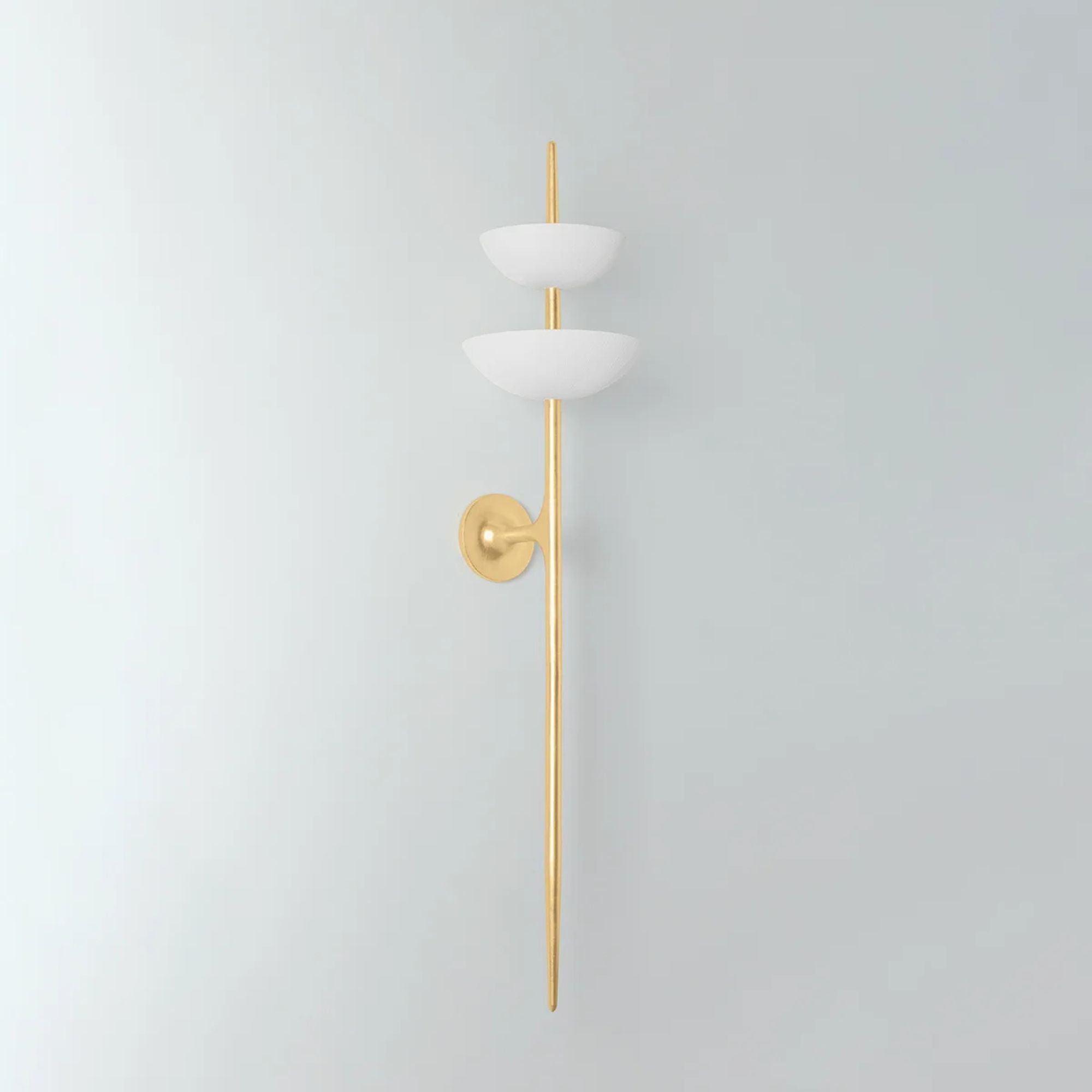 Evander 54" LED Wall Sconce, Vintage Gold Leaf/Gesso White Finish