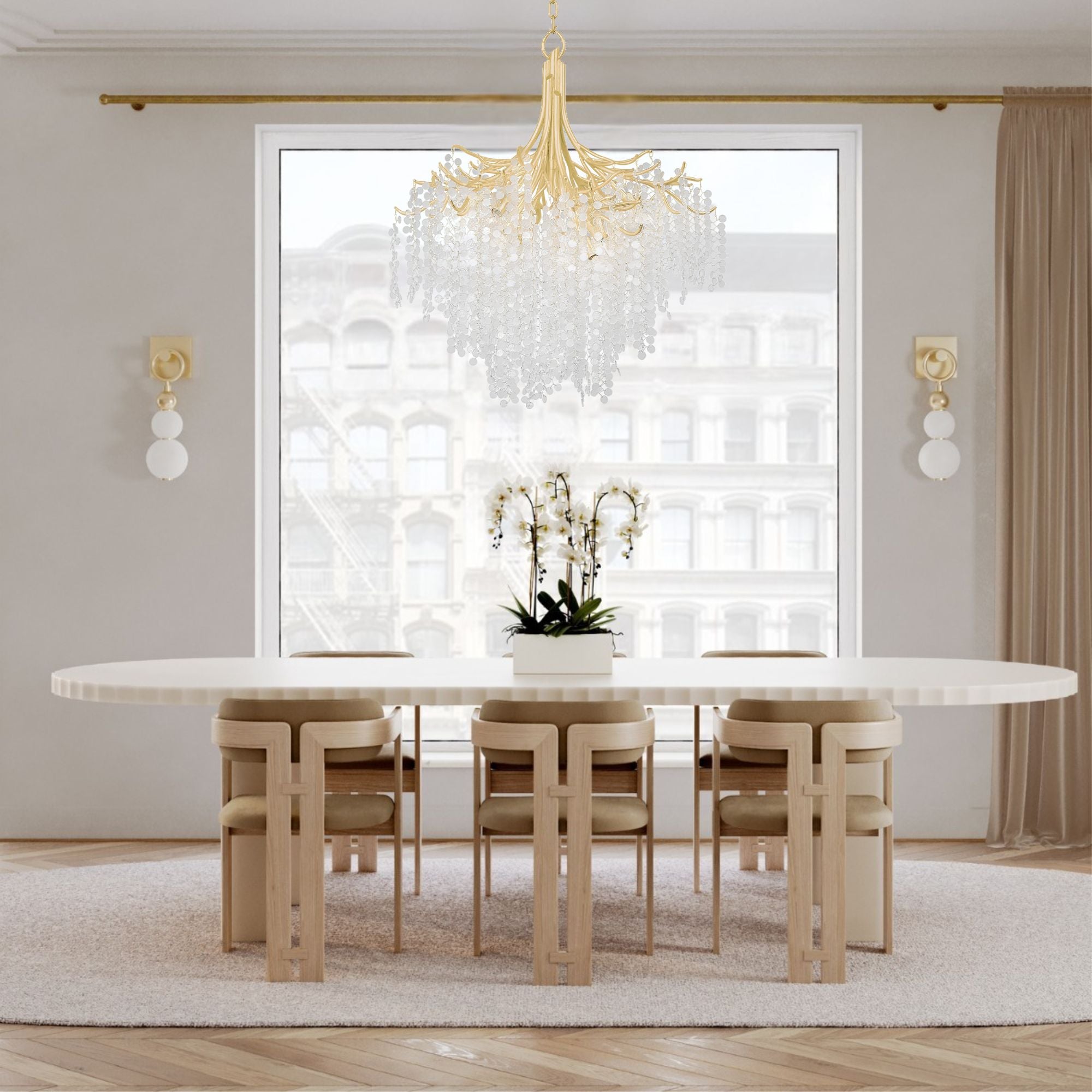 Genoa 40" 9-Light Chandelier, Gold Leaf Finish