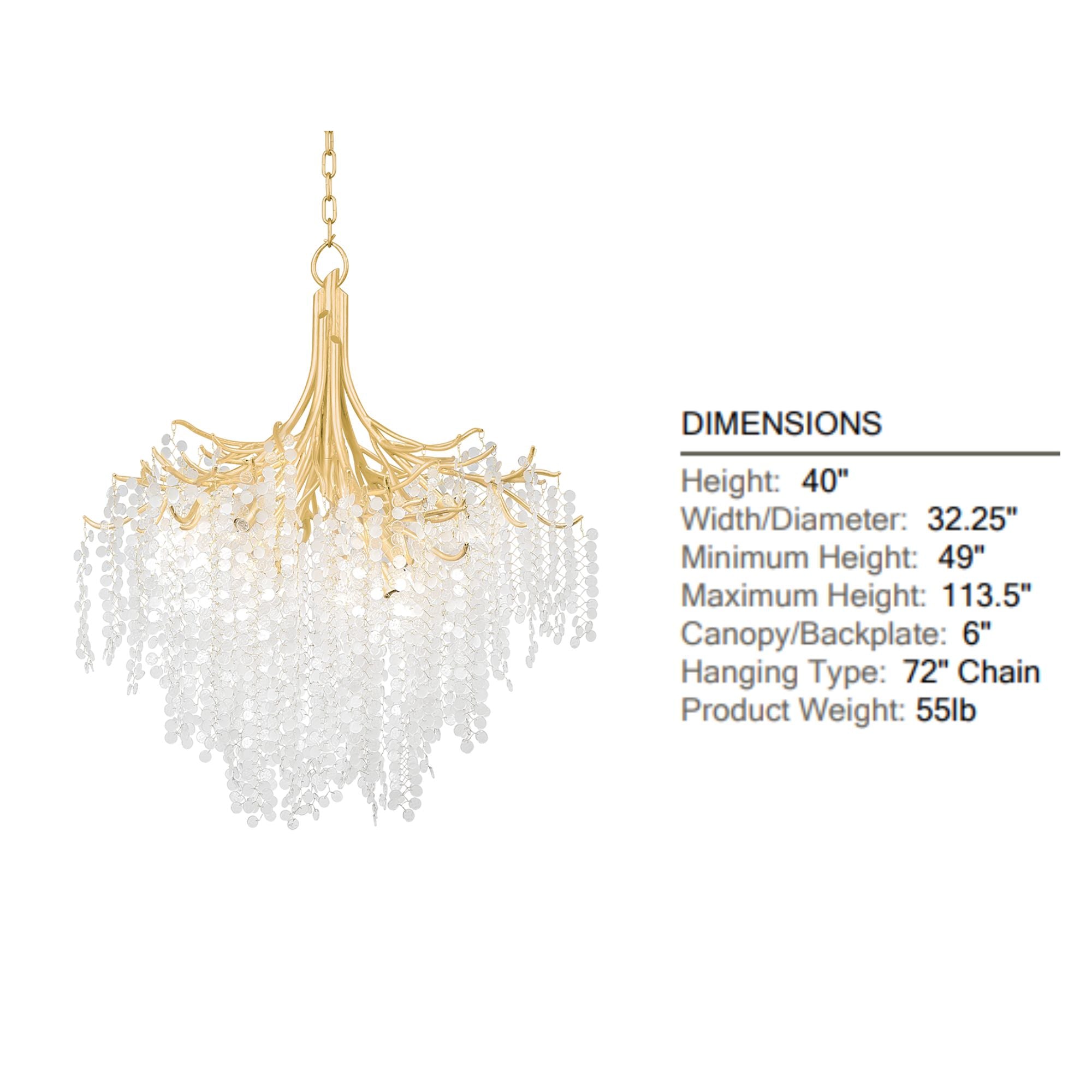 Genoa 40" 9-Light Chandelier, Gold Leaf Finish