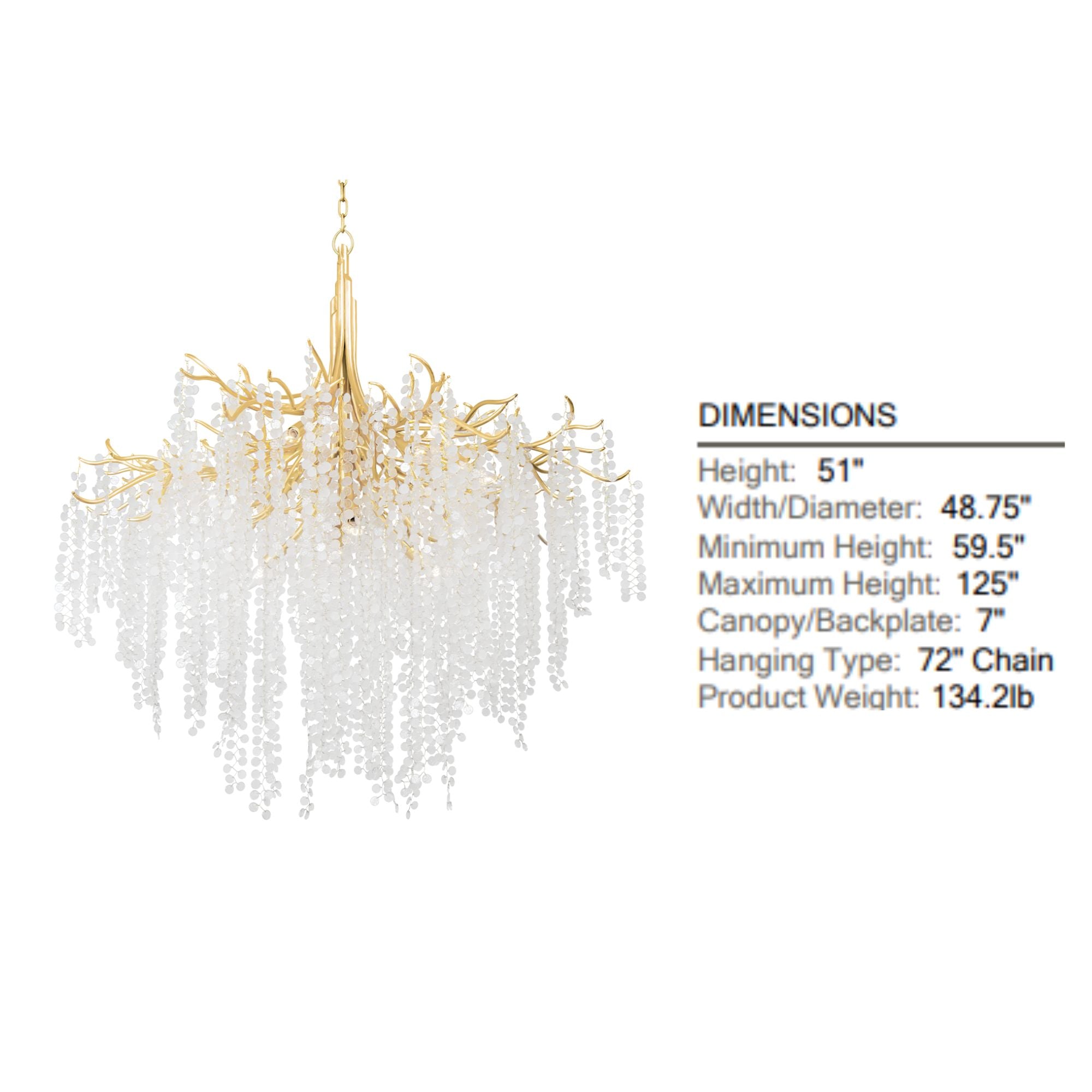 Genoa 51" 12-Light Chandelier, Gold Leaf Finish