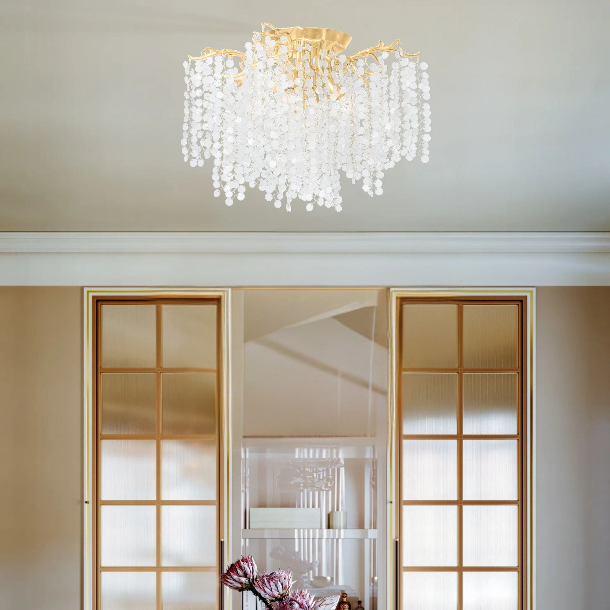 Genoa 24" 5-Light Semi Flush Mount, Gold Leaf Finish