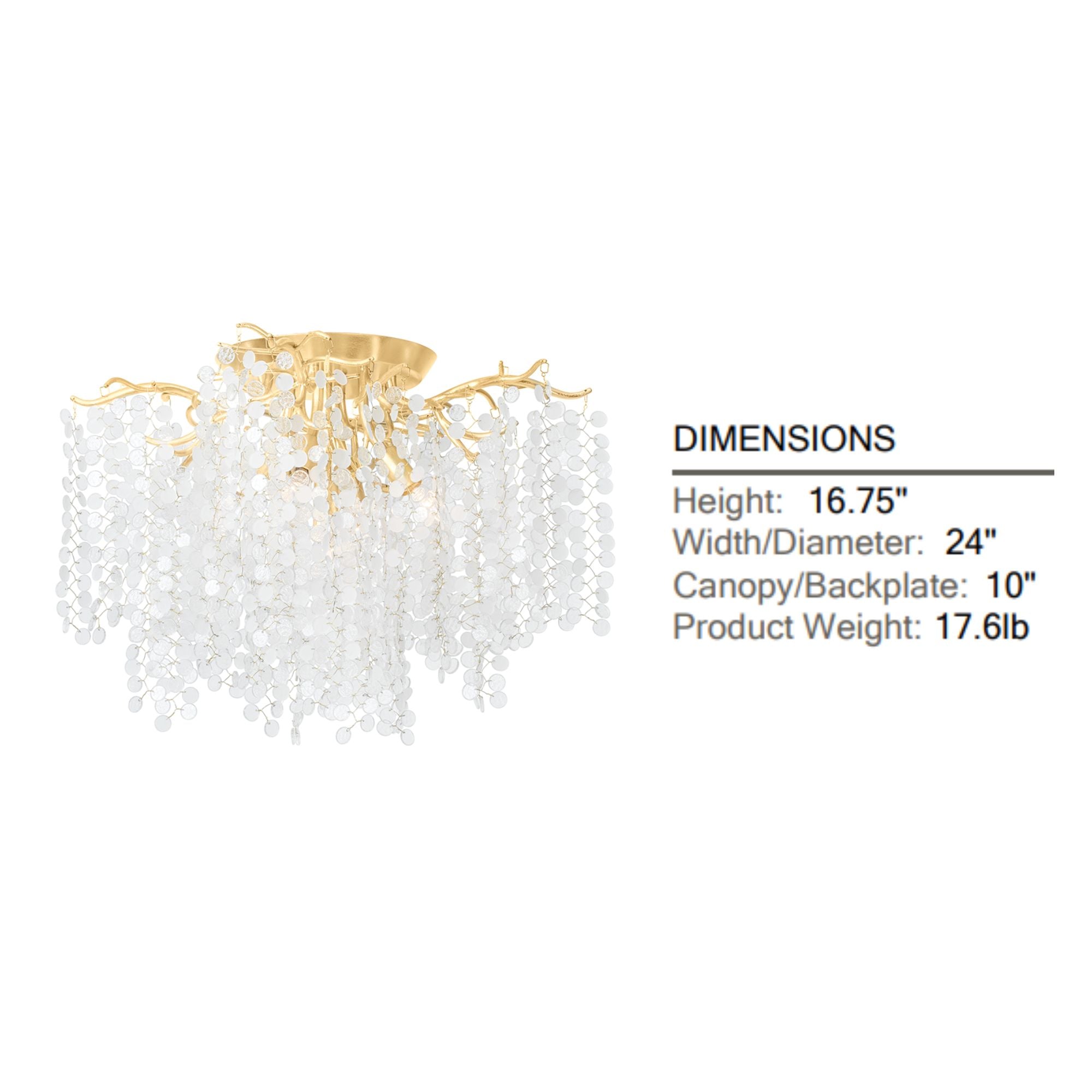 Genoa 24" 5-Light Semi Flush Mount, Gold Leaf Finish