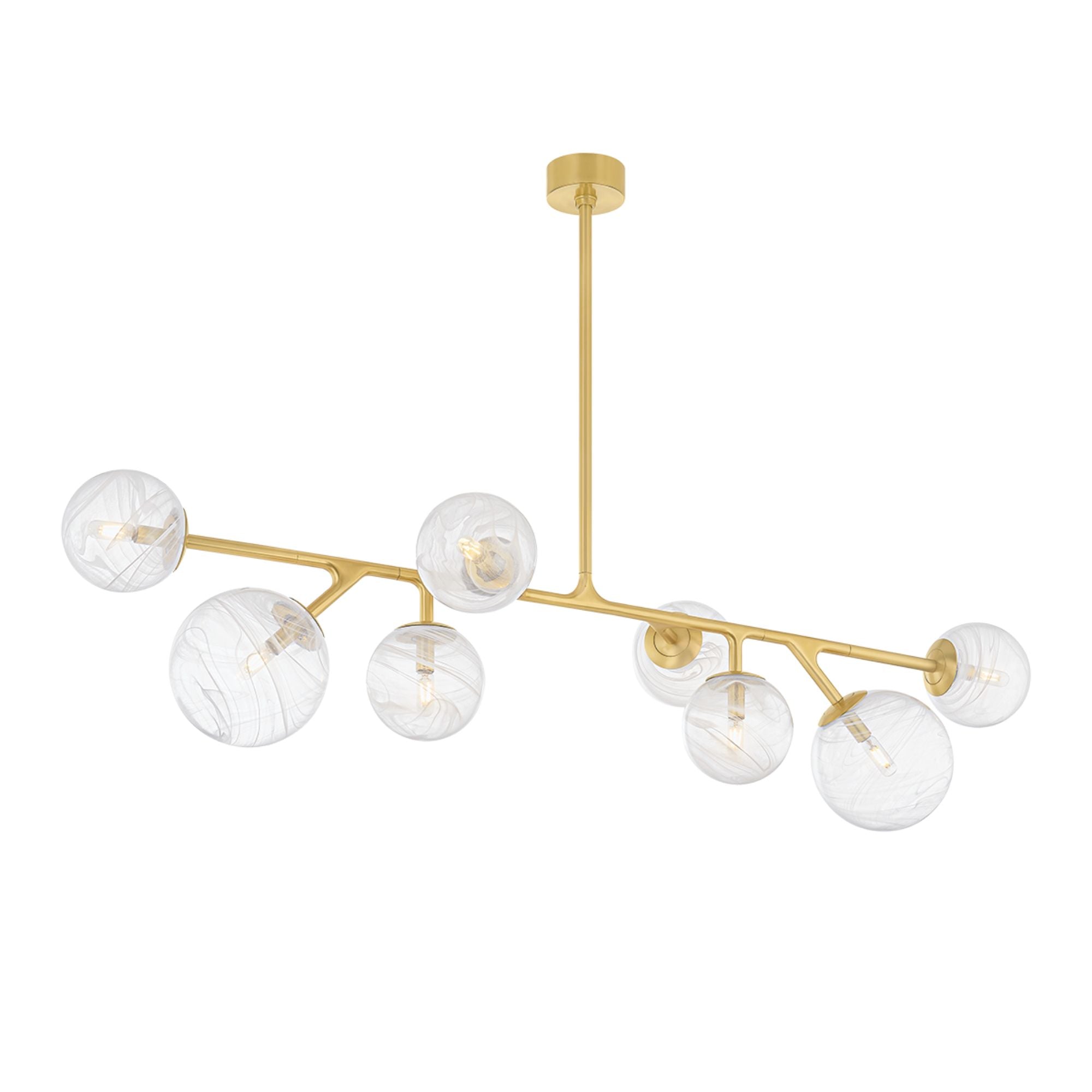 Glasgow 60" 8-Light Linear Pendant, Vintage Polished Brass Finish