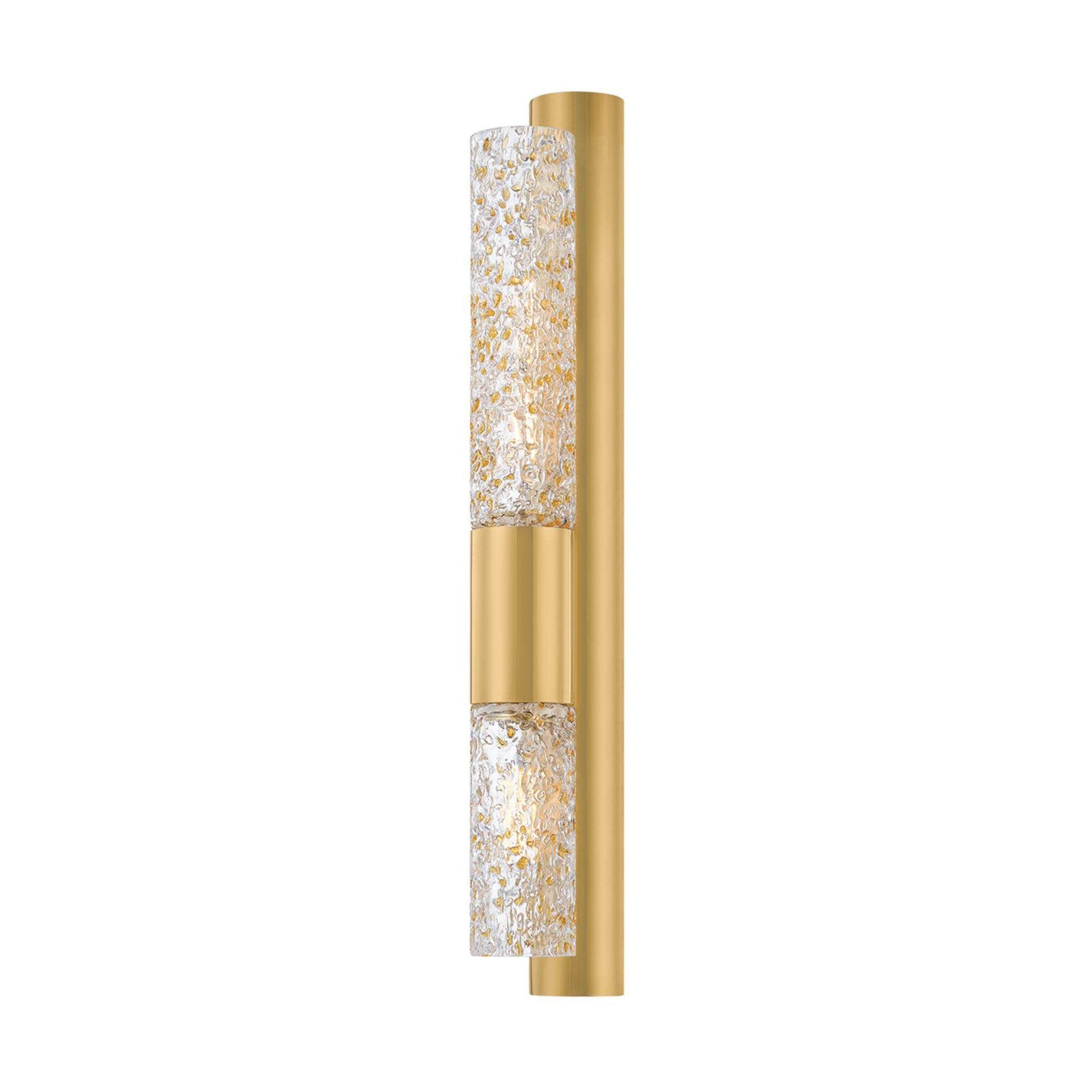 Corbett Ivalo 24 in. 2-Light Wall Sconce, Vintage Brass with Doria Glass