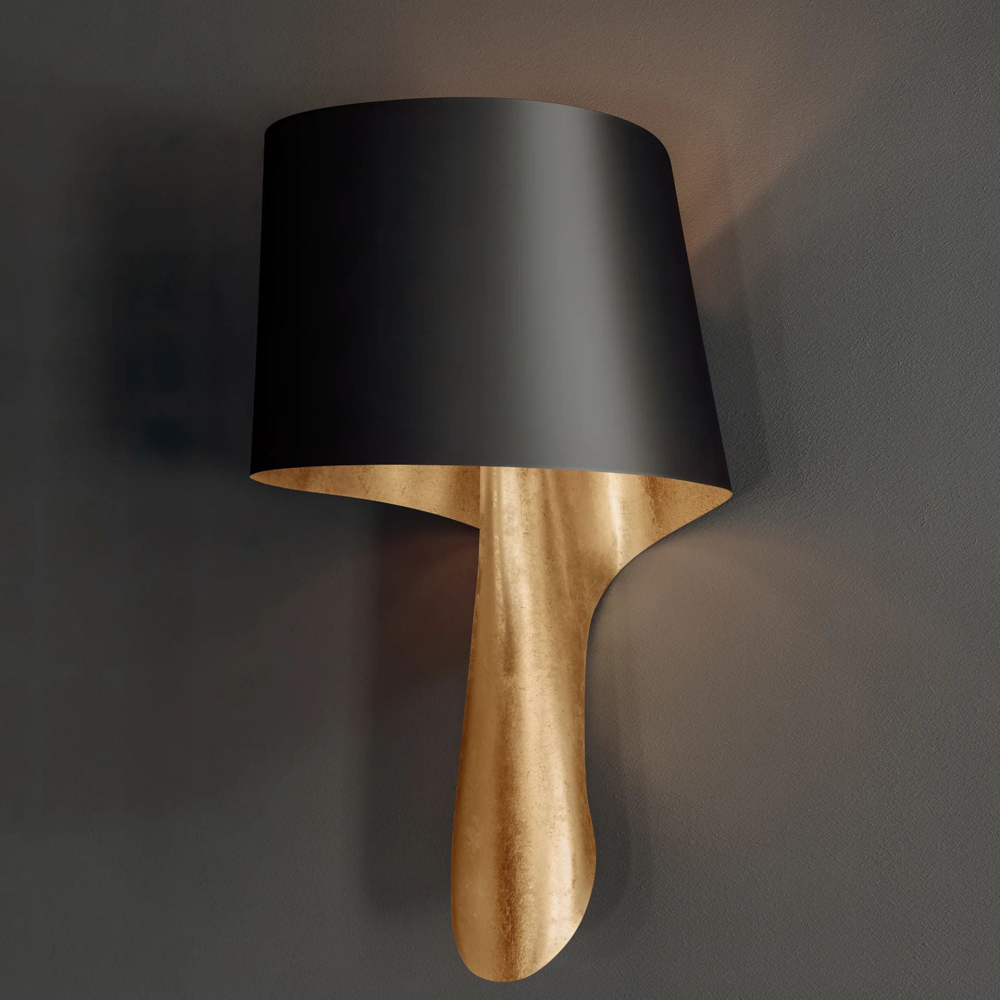 Lucia 17" Wall Sconce, Vintage Gold Leaf And Soft Black Finish