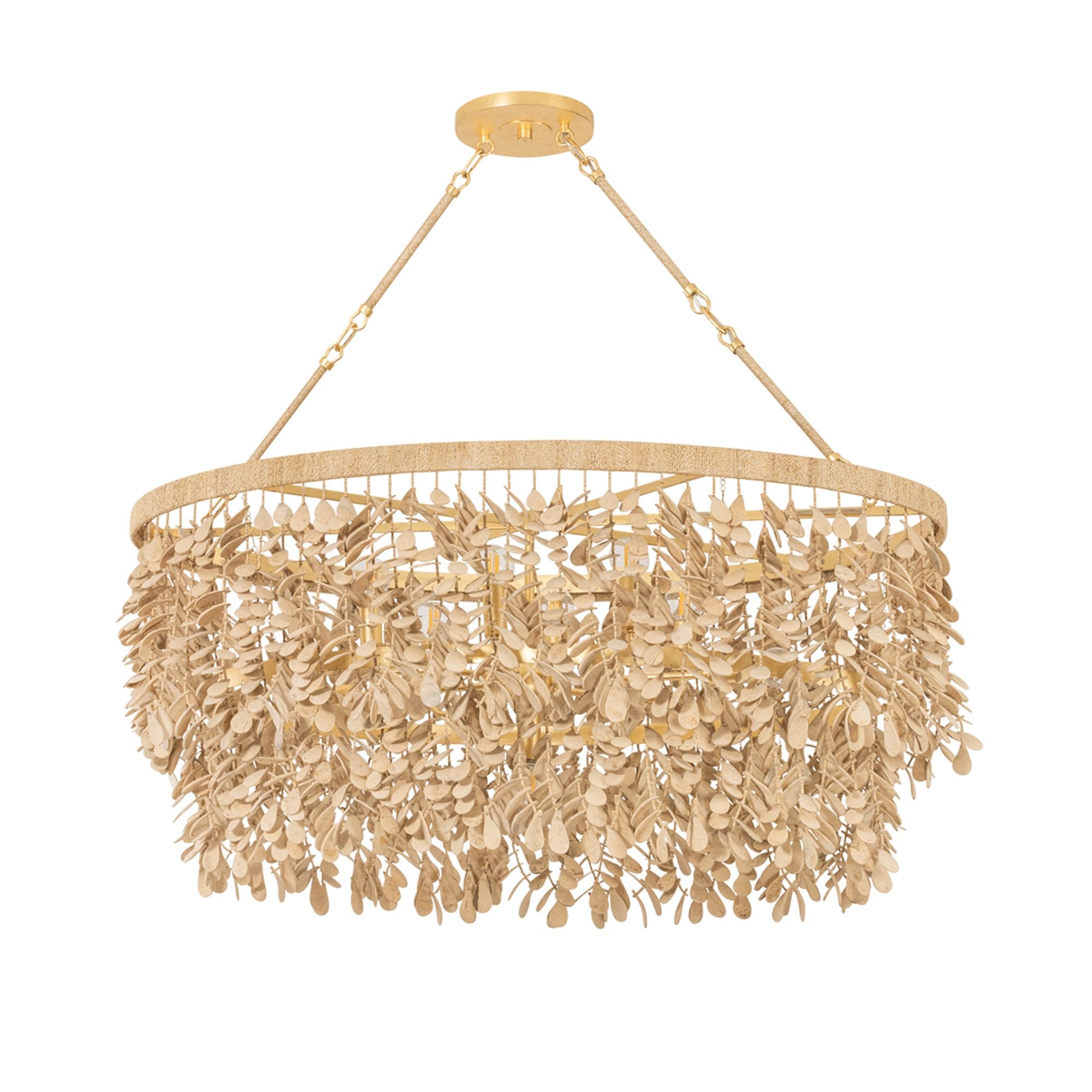 Corbett Naxos 42 in. 9-Light Pendant, Vintage Gold Leaf with Coco Shell