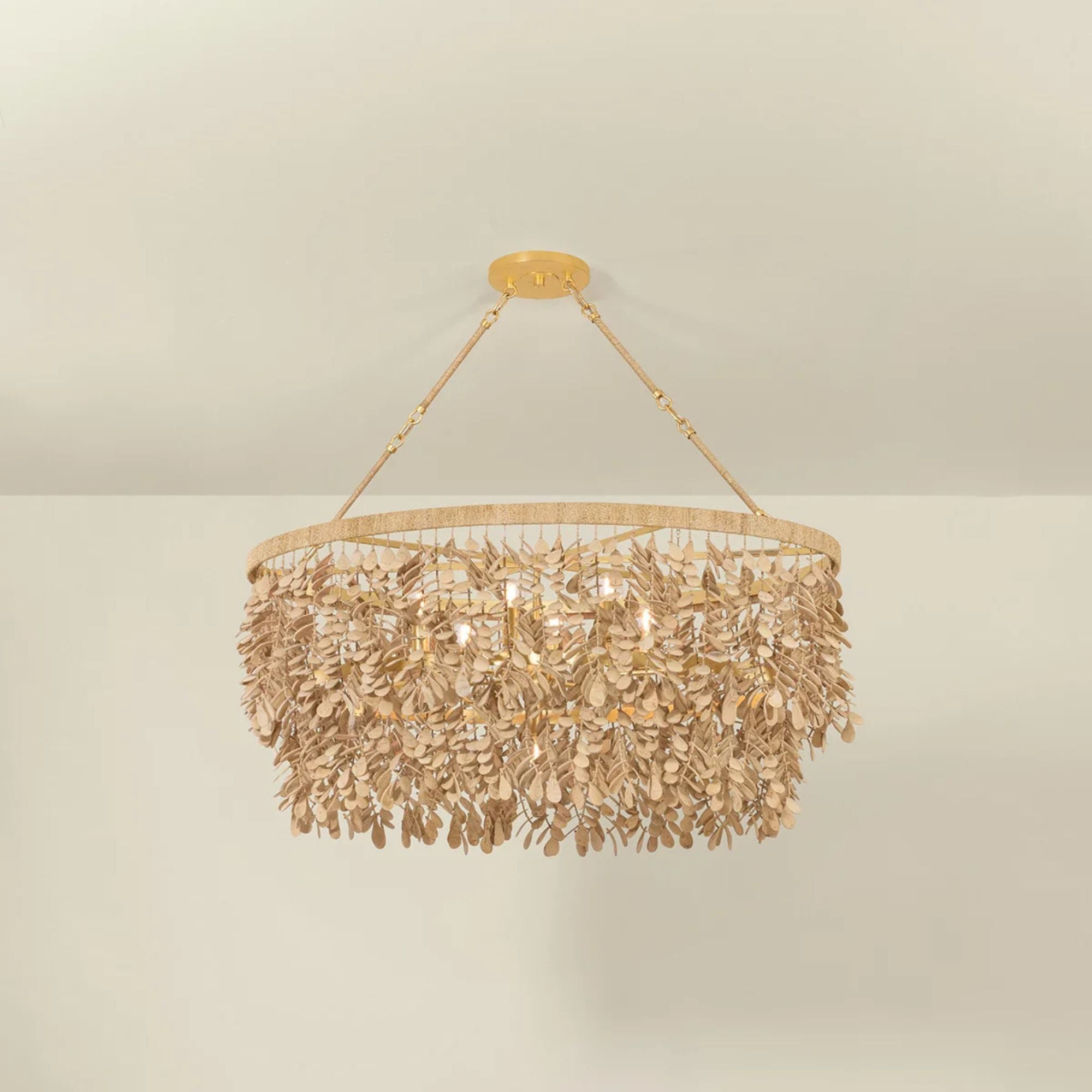 Corbett Naxos 42 in. 9-Light Pendant, Vintage Gold Leaf with Coco Shell