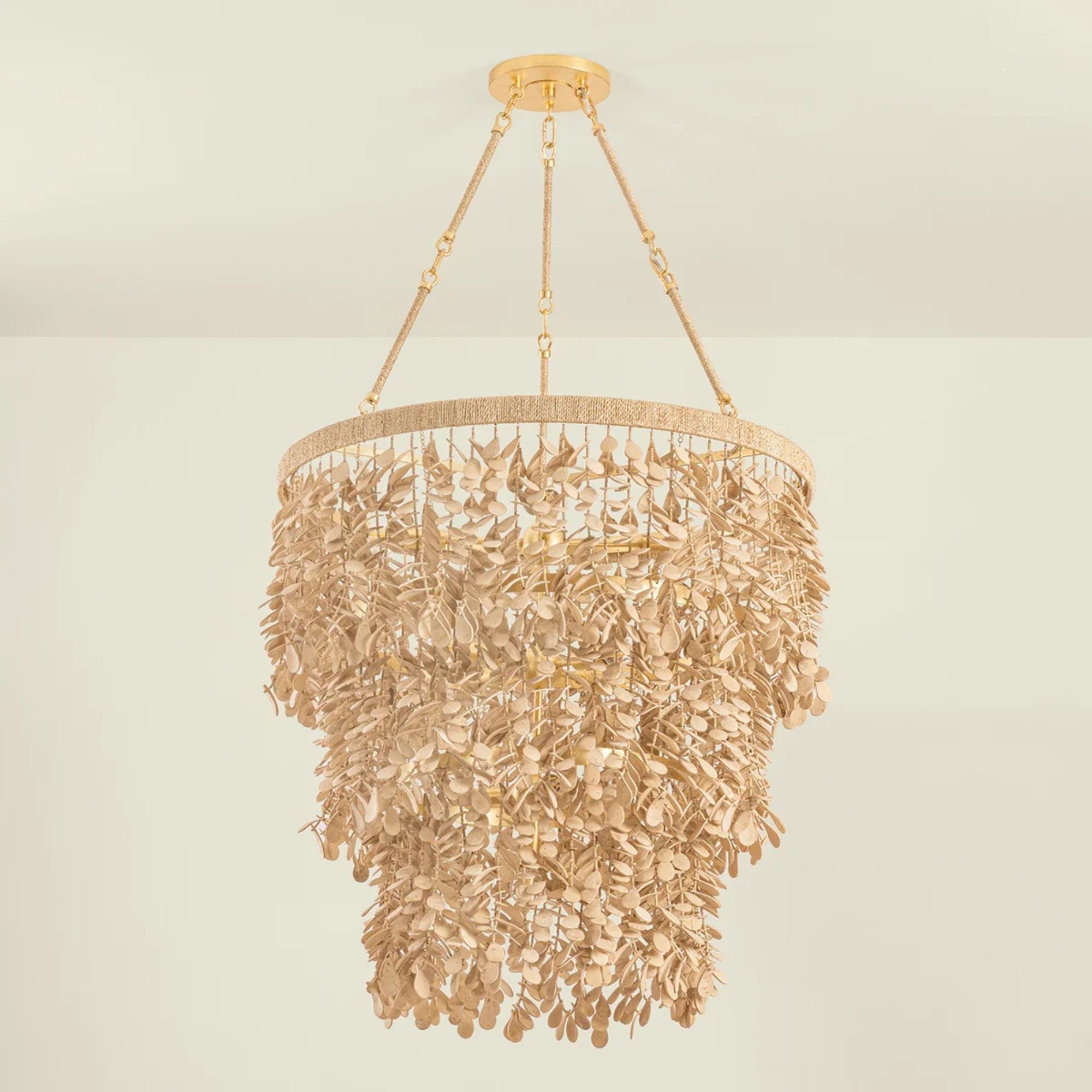 Corbett Naxos 30" 12-Light Chandelier, Vintage Gold Leaf with Coco Shell