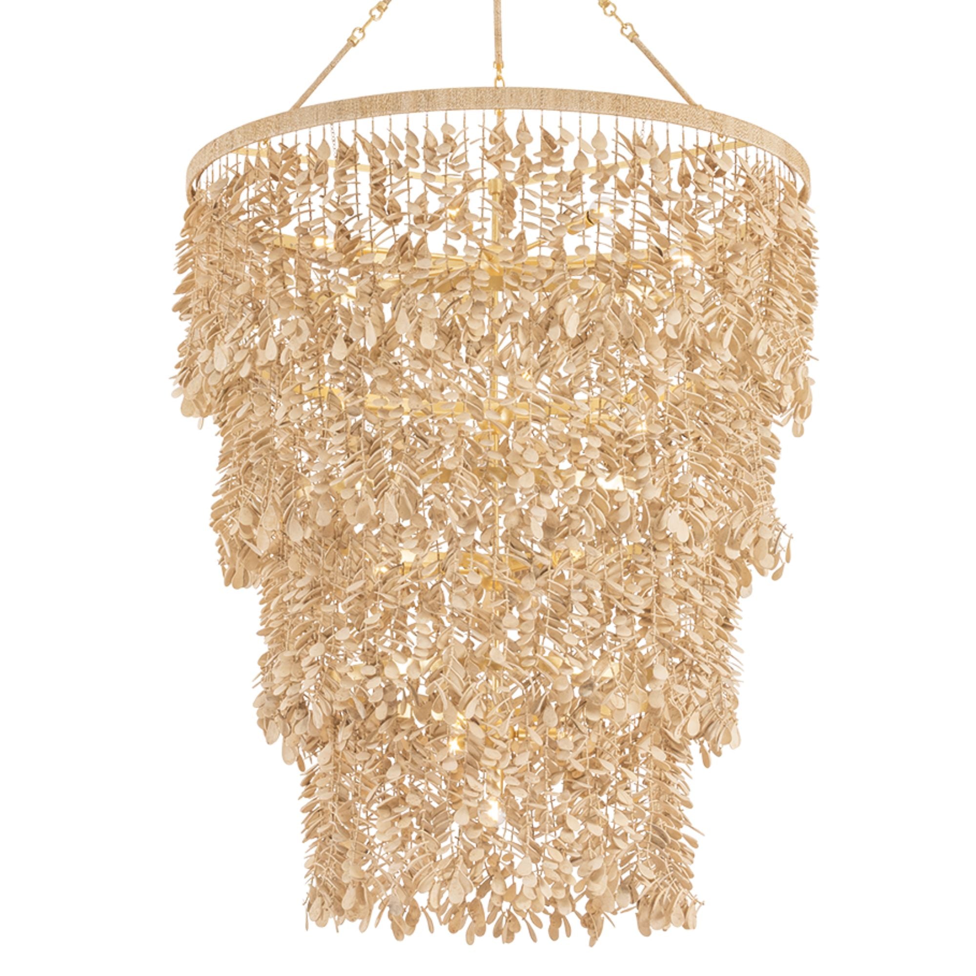 Corbett Naxos 42 in. 18-Light Chandelier, Vintage Gold Leaf with Coco Shell