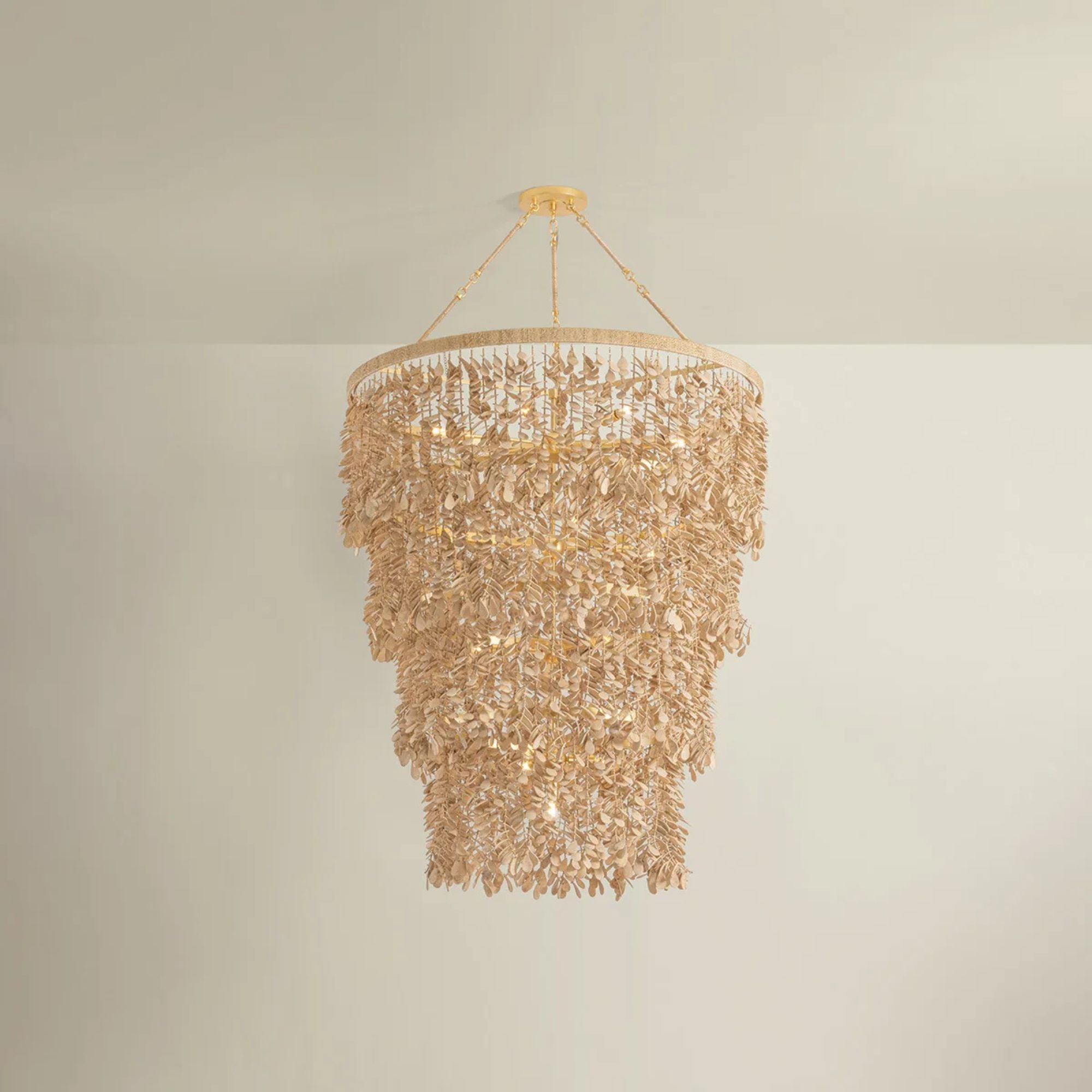 Corbett Naxos 42 in. 18-Light Chandelier, Vintage Gold Leaf with Coco Shell
