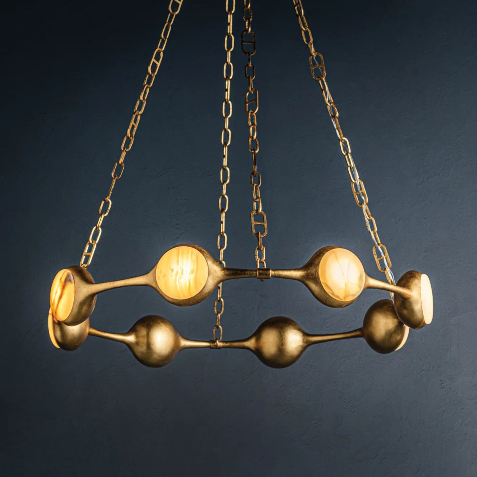 Riviere 40" LED Chandelier, Vintage Gold Leaf Finish