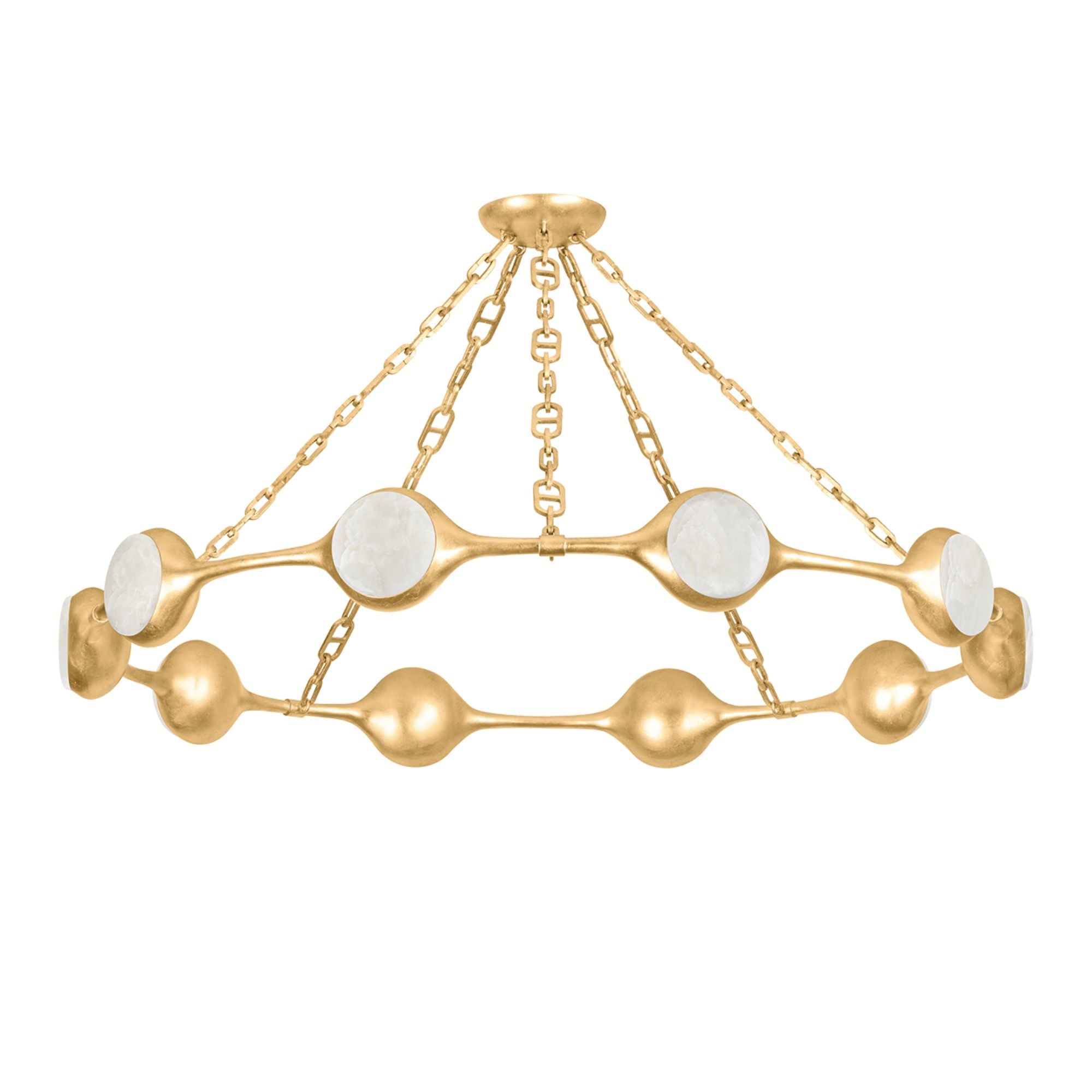 Riviere 52" LED Chandelier, Vintage Gold Leaf Finish