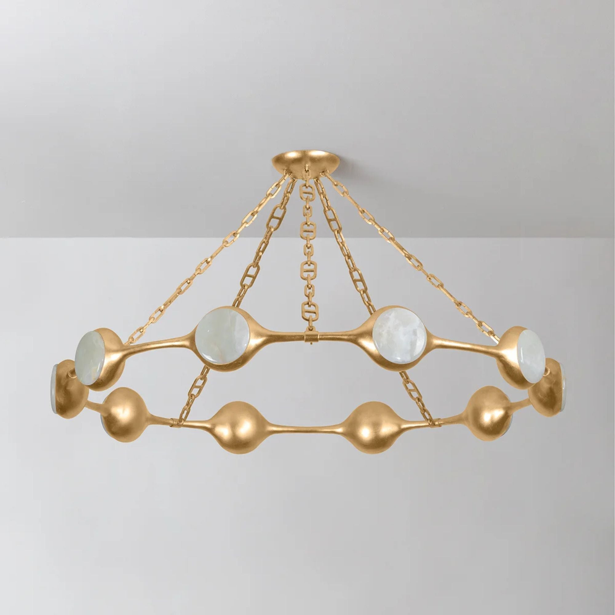 Riviere 52" LED Chandelier, Vintage Gold Leaf Finish