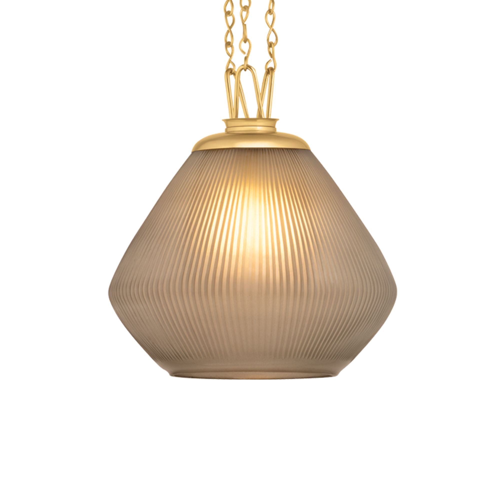 Corbett Saint Tropez 14.75 in. Pendant Light, Vintage Brass with Cut Smoke Glass