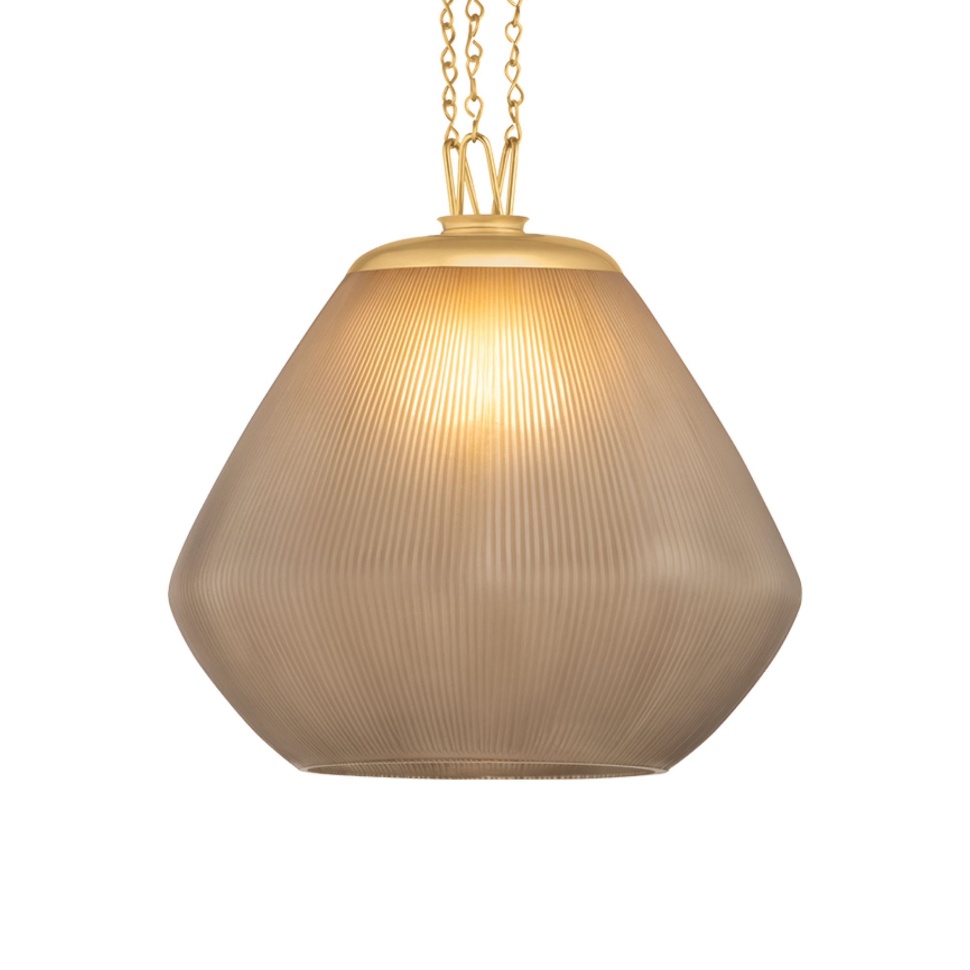 Corbett Saint Tropez Pendant Light, Vintage Brass with Cut Smoke Glass