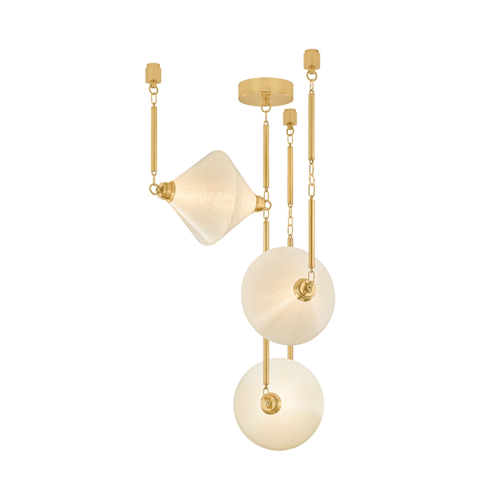 Corbett Solara 32.75" 3-Light Chandelier, Vintage Polished Brass with Seeded Cloud Glass