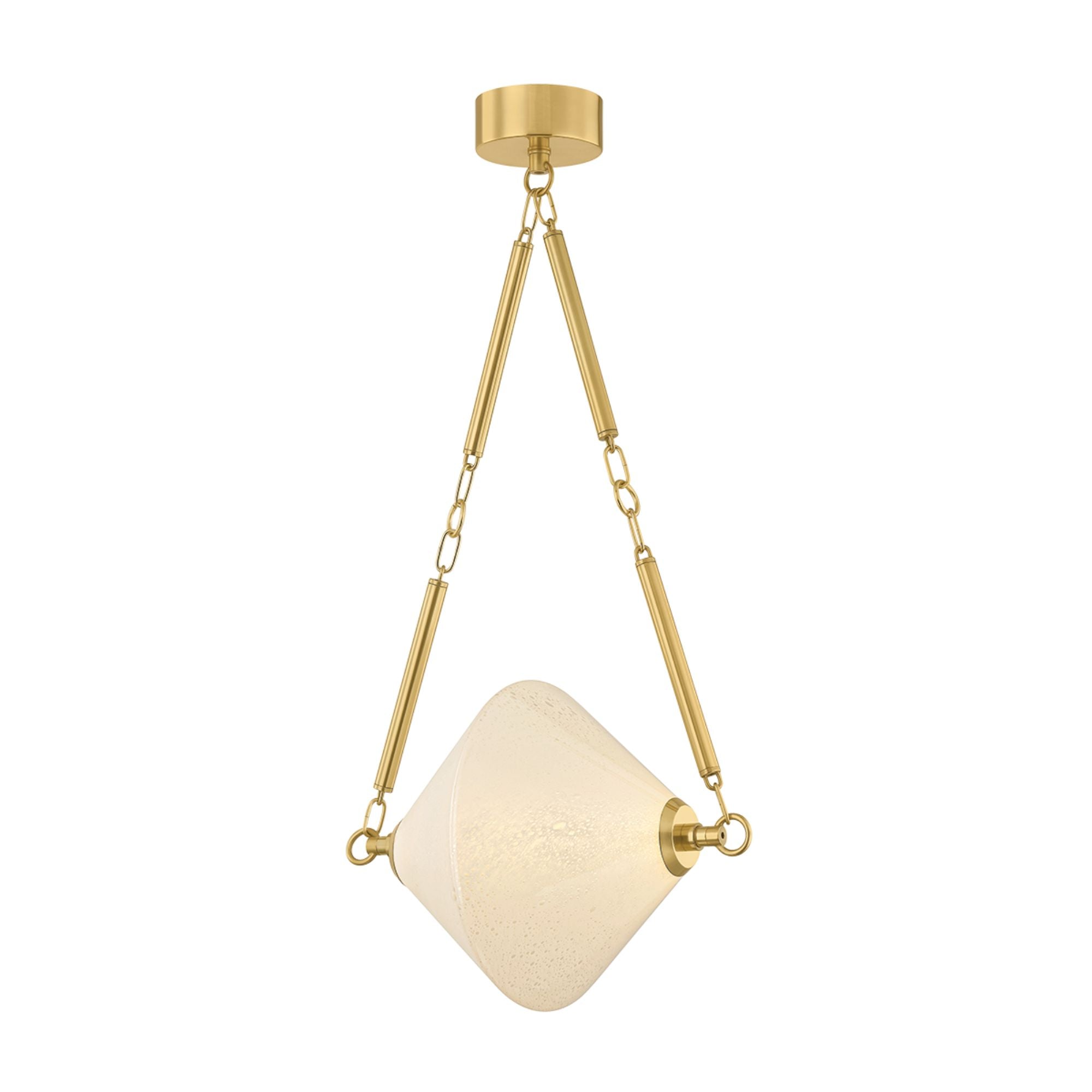 Corbett Solara Chandelier, Vintage Polished Brass with Seeded Cloud Glass