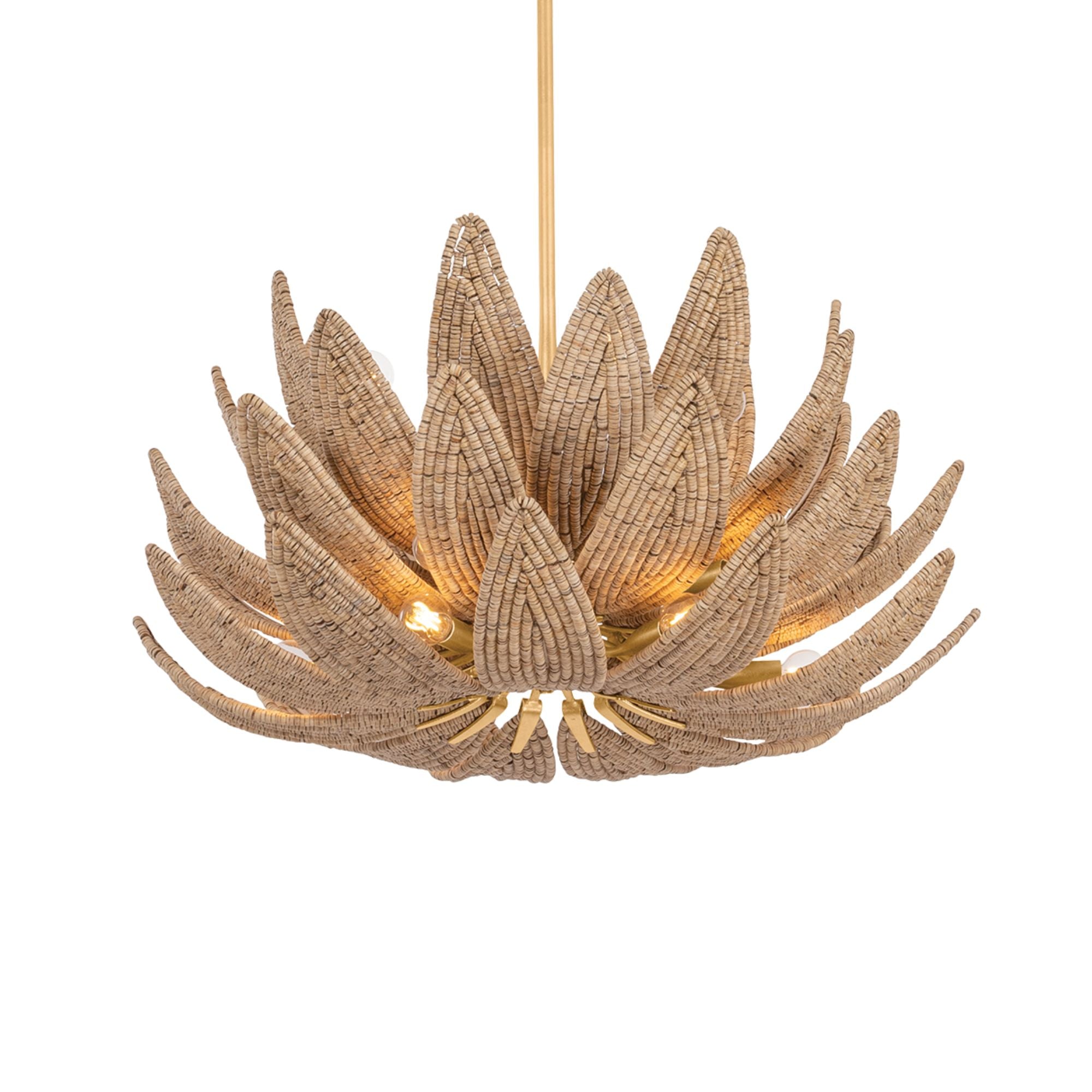 Corbett Varanasi 30 in. 14-Light Chandelier, Vintage Gold Leaf with Coco Beads