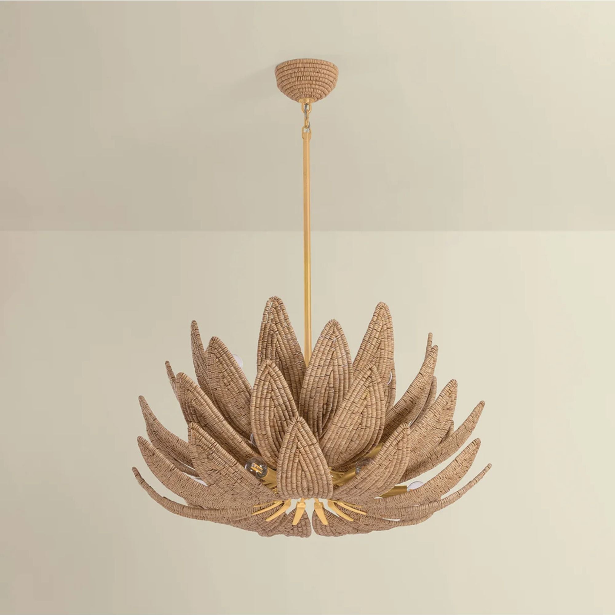 Corbett Varanasi 30 in. 14-Light Chandelier, Vintage Gold Leaf with Coco Beads