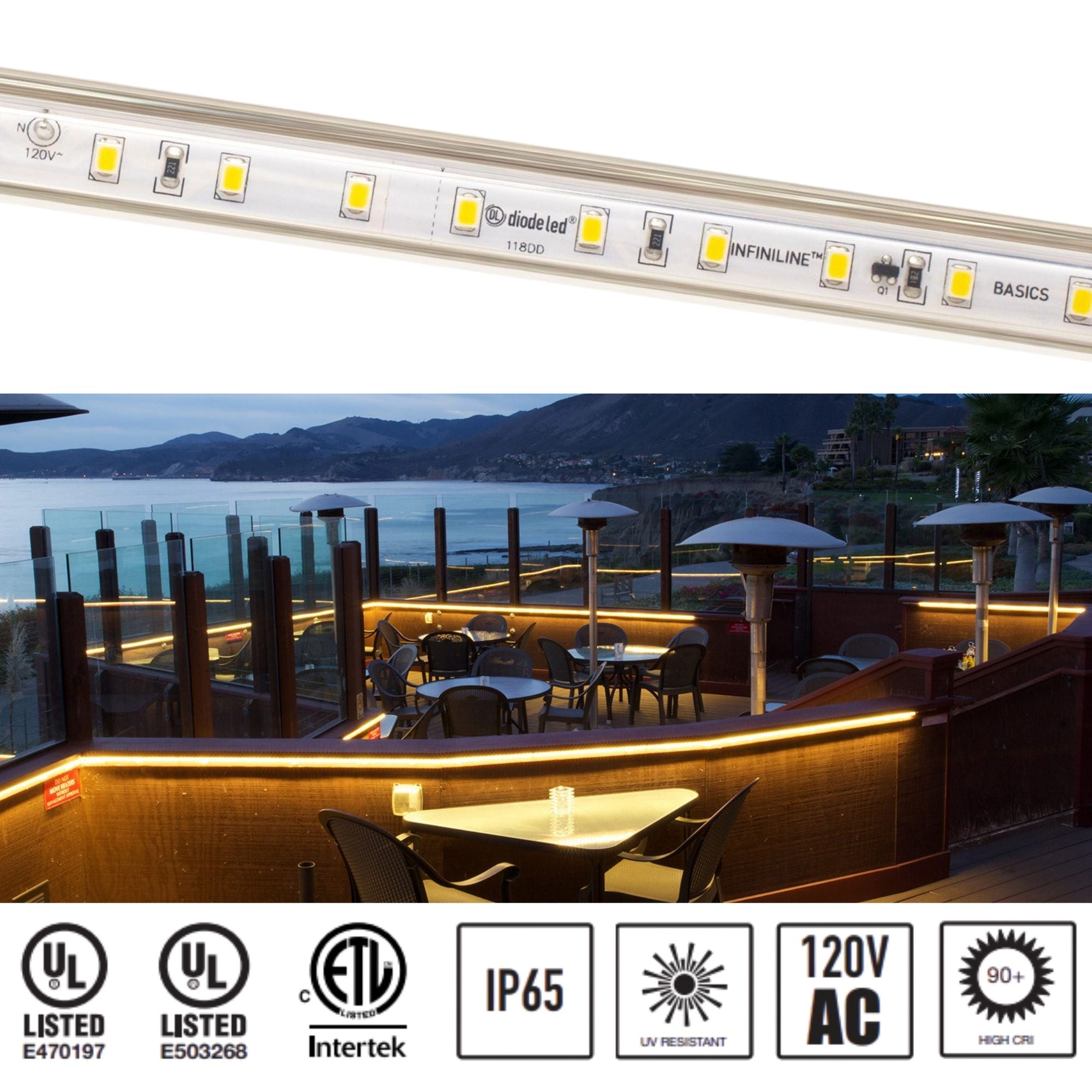 Diode LED Infiniline Basics 164ft LED Tape Light, IP65, 2700K, 289 Lumens/ft, 120V