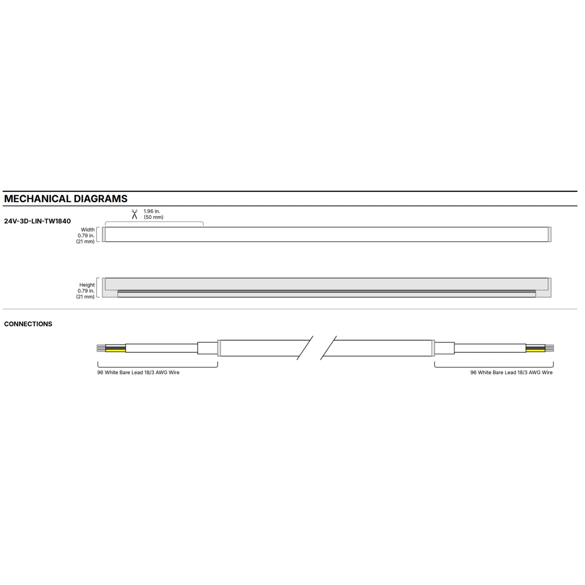 Diode LED DI-24V-3D-LIN-TW1840-016 Diode LED LINAIRE, 16 ft. Neon Tape Light, IP67, Tunable White, 203 Lumens/ft, 24V