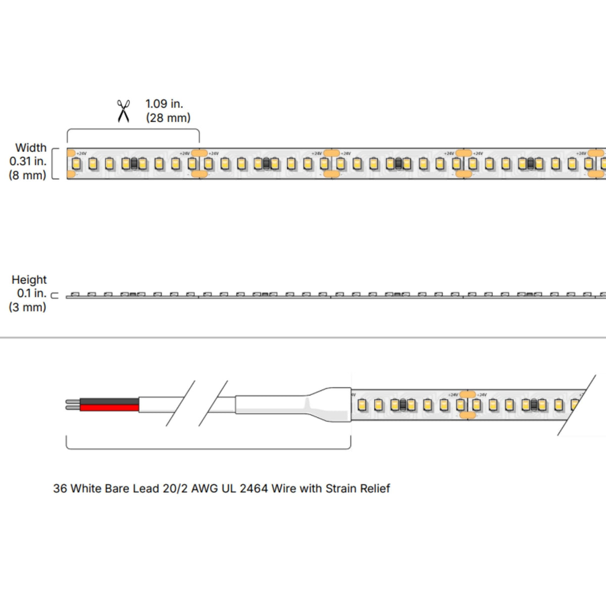 VALENT MINI, 100ft LED Tape Light, 3000K, 438 Lumens/ft, 24V