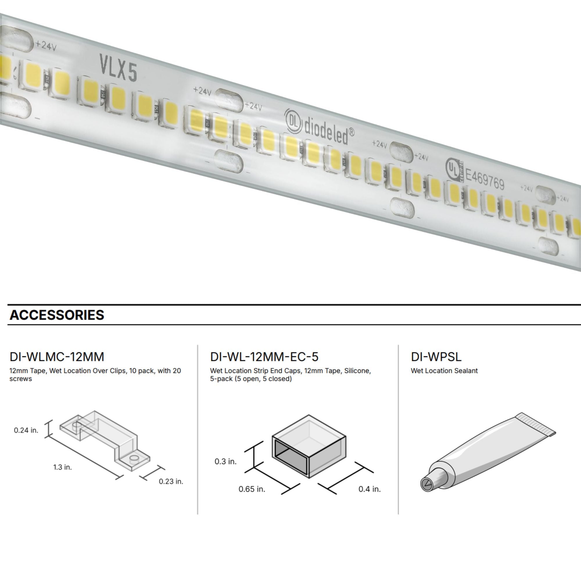 VALENT X 16.4 ft LED Tape Light, IP65, 3000K, 469 Lumens/ft, 24V