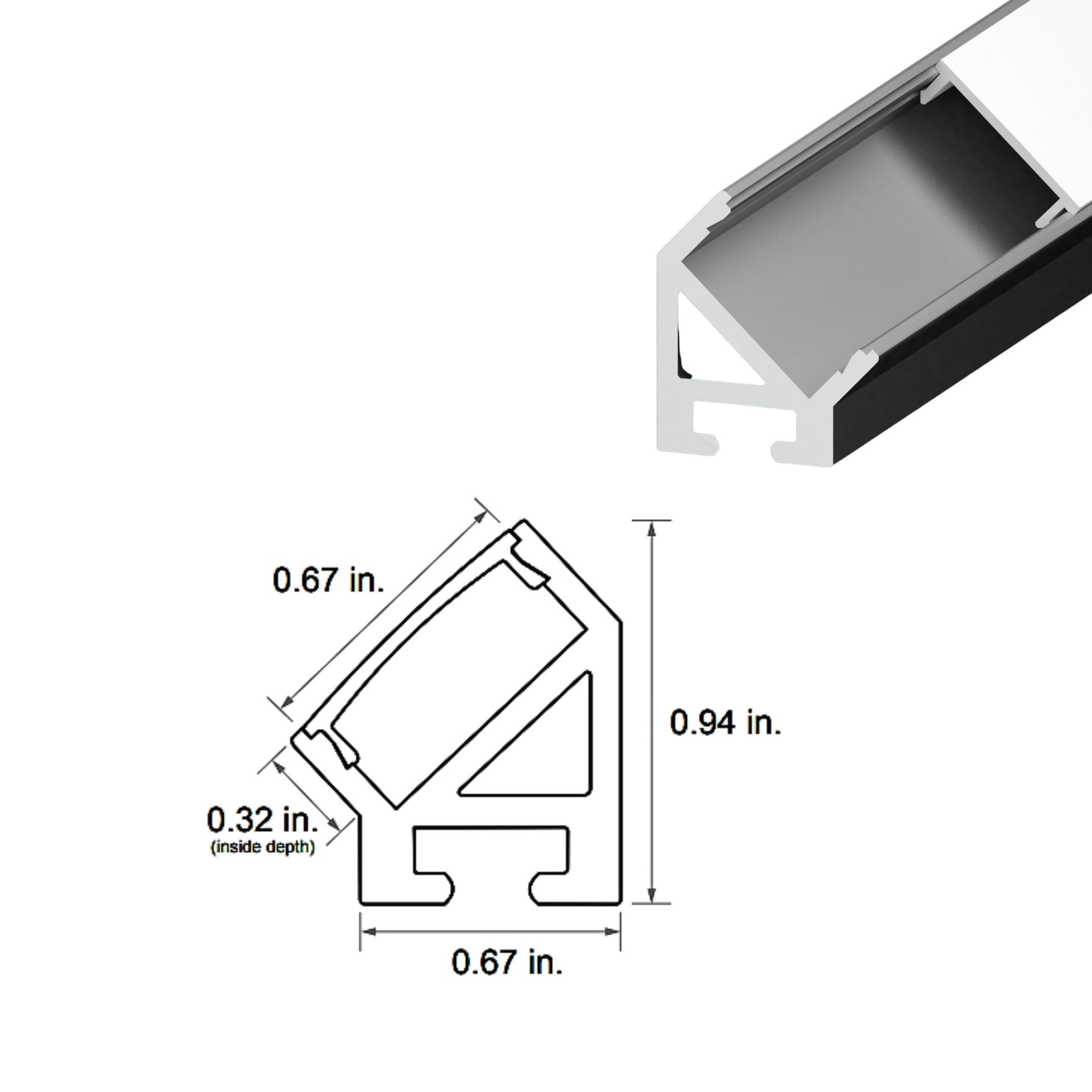 Diode LED 45° Channel Bundle, 96 in. White with Black Lens — Pack of 10