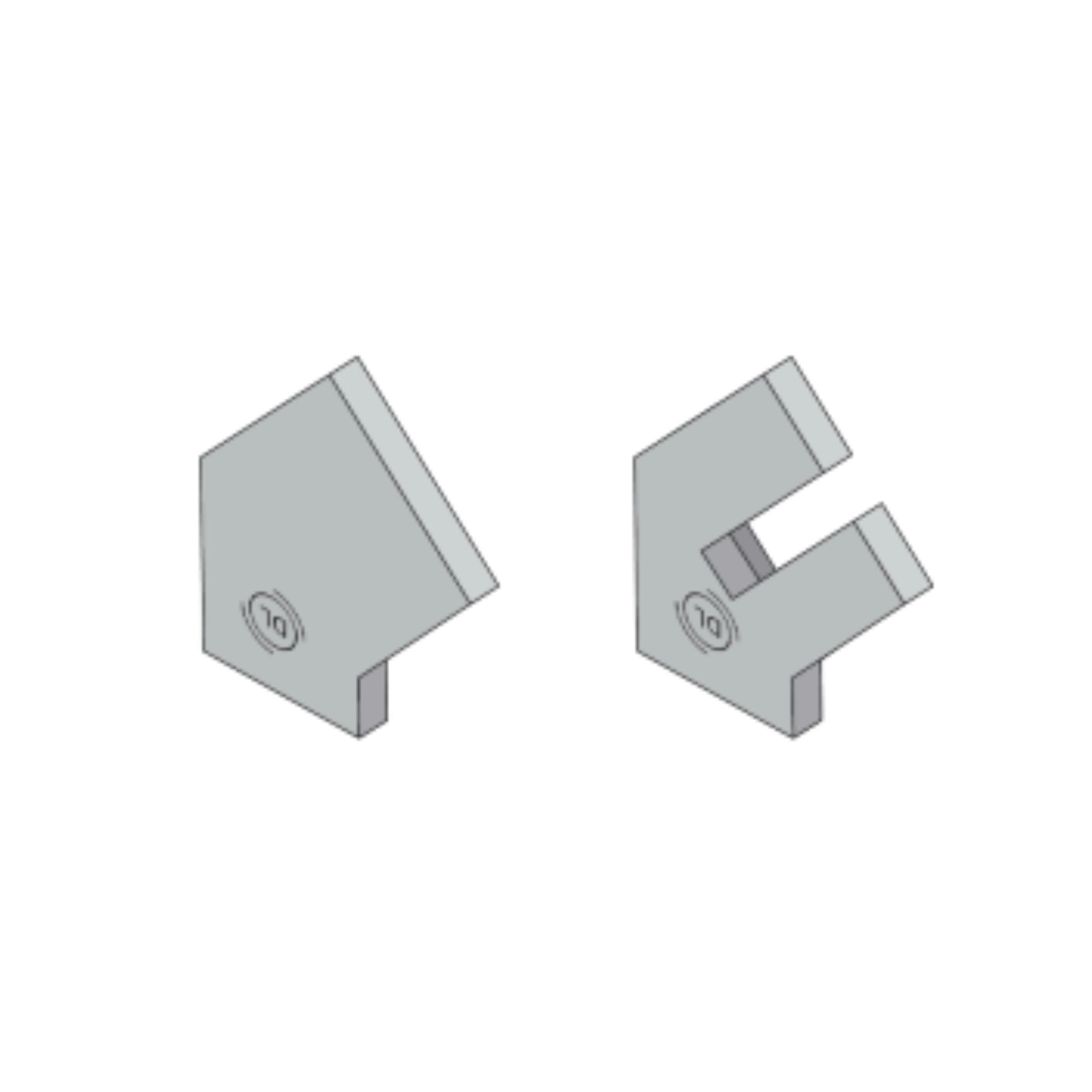 Diode LED 45° Channel End Cap Pair — Premium Diffusion, Aluminum