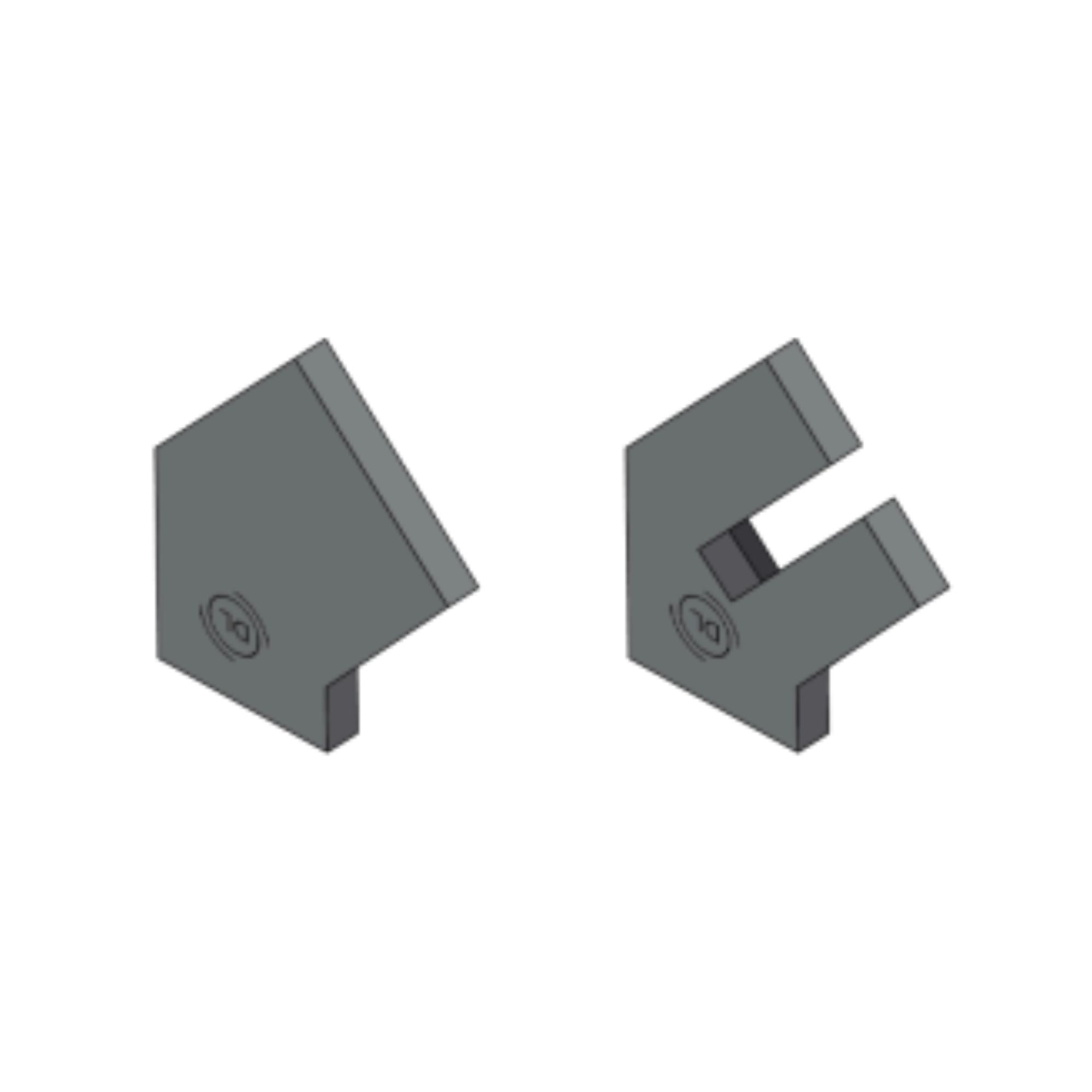 Diode LED 45° Channel End Cap Pair — Premium Diffusion, Black