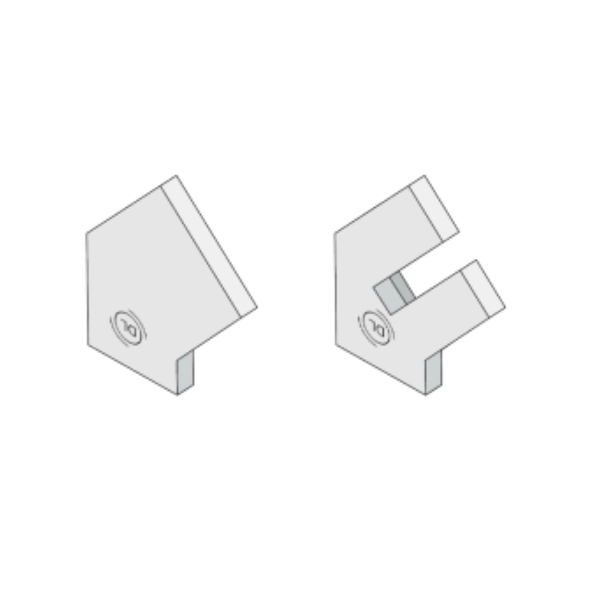 Diode LED 45° Channel End Cap Pair — Premium Diffusion, White