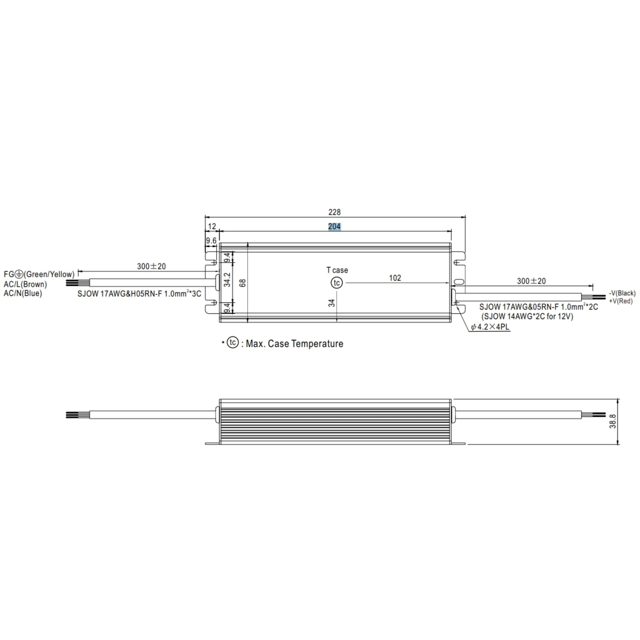 Diode LED HLG Series 150W 24VDC LED Driver Non-Dimmable
