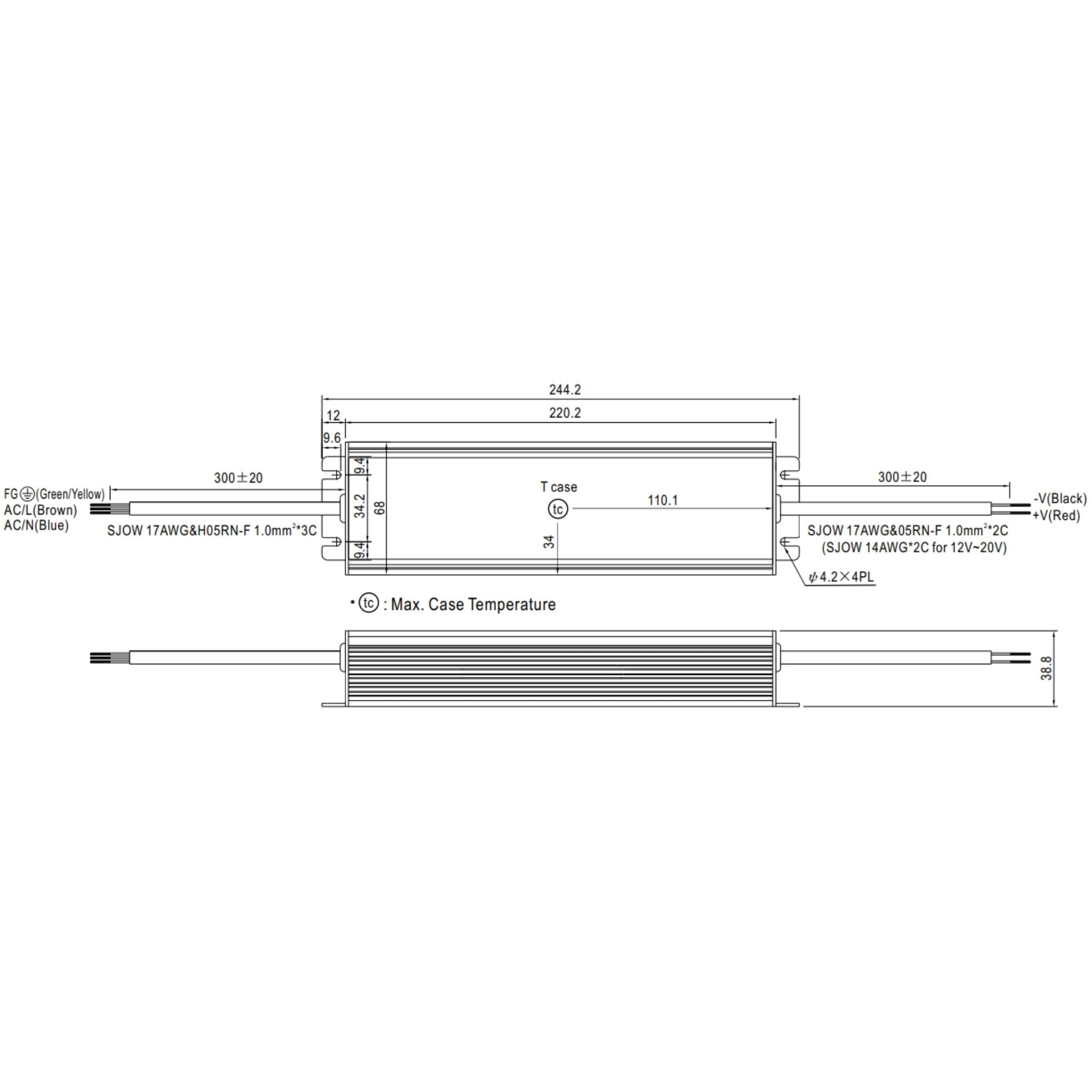 Diode LED HLG 240W 24VDC LED Driver Non-Dimmable