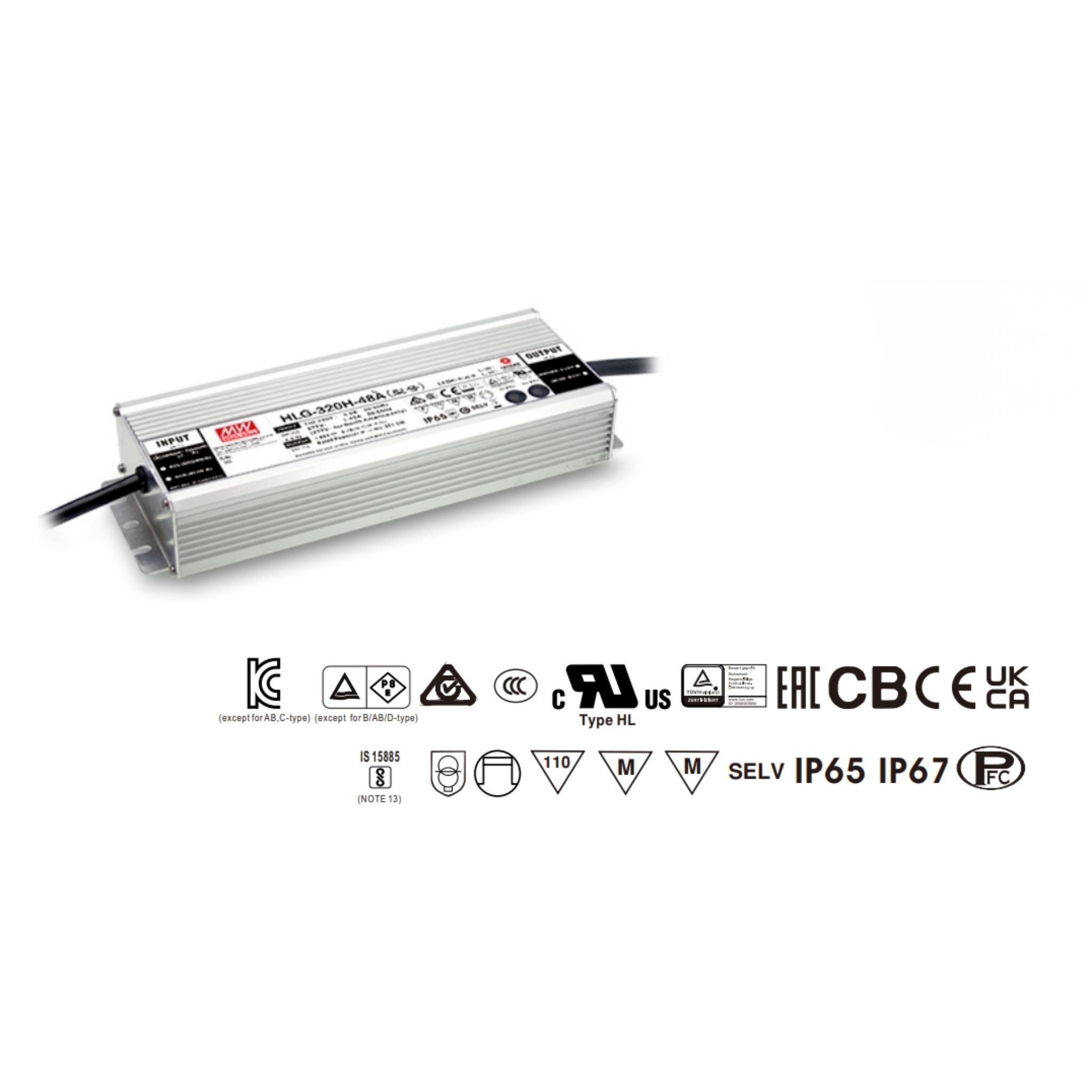 Diode LED HLG 320W 24VDC LED Driver Non-Dimmable