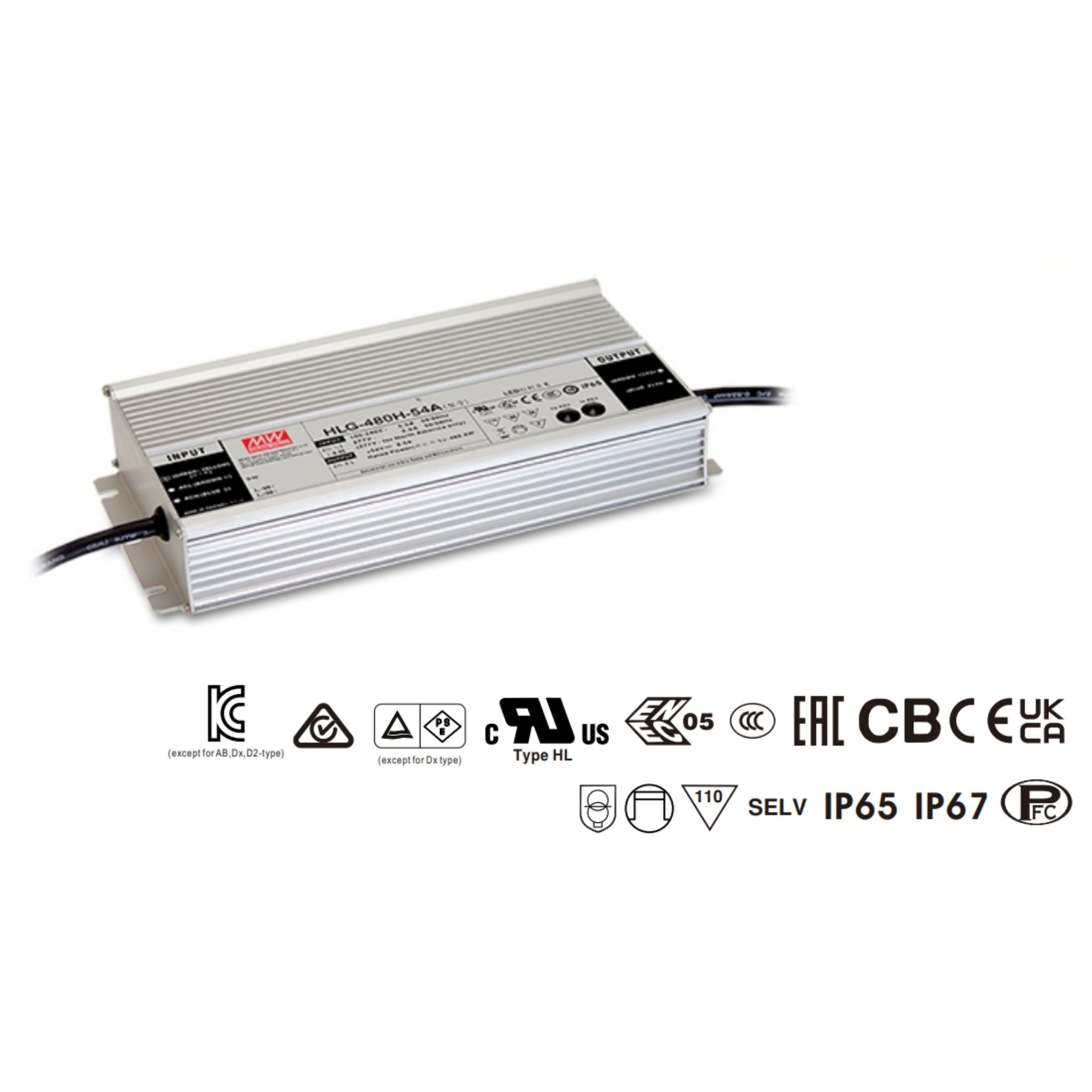 Diode LED HLG Series 480W 24VDC LED Driver Dimmable