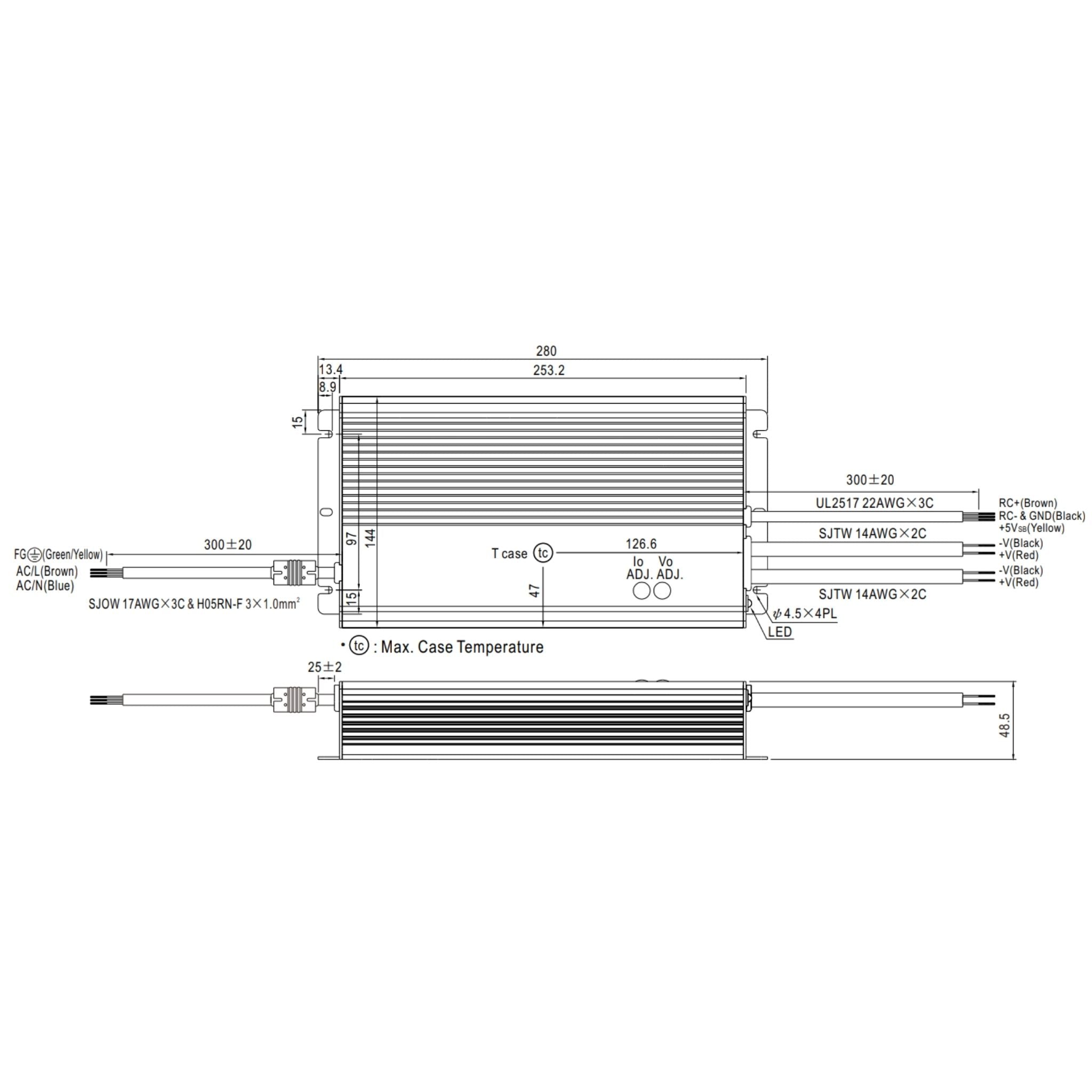 Diode LED HLG Series 600W 24VDC LED Driver Dimmable