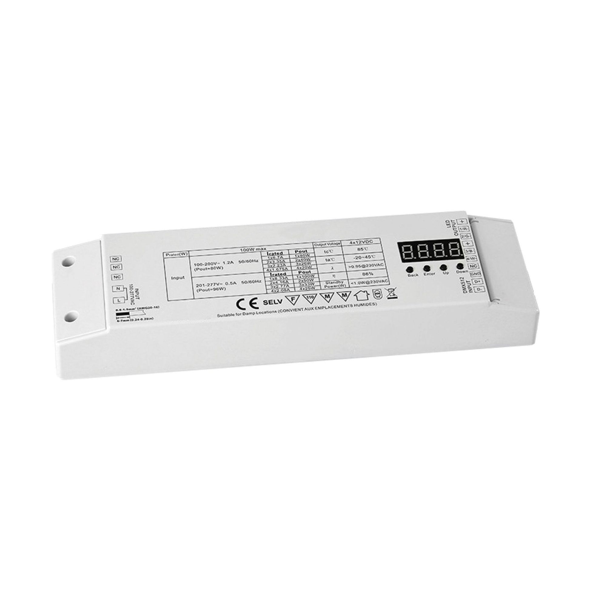 DMX Decoder + 24VDC LED Driver, 96 Watts Max, 4 Channel RGBW, 120-277V - Bees Lighting