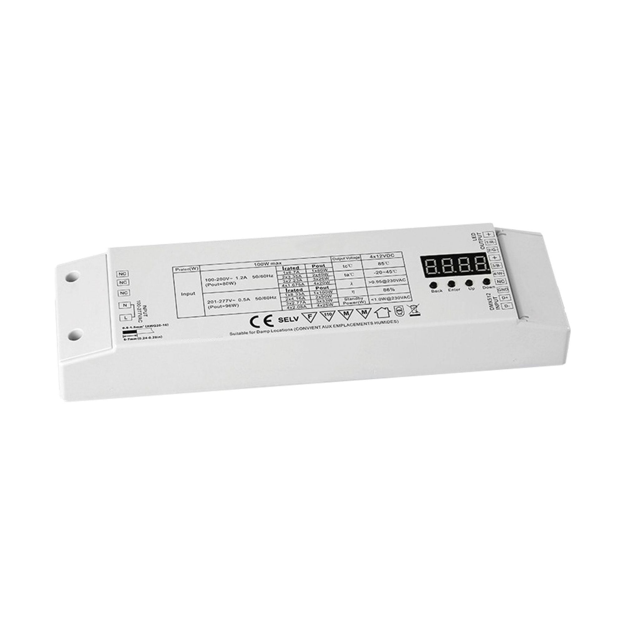 DMX Decoder + 24VDC LED Driver, 96 Watts Max, 4 Channel RGBW, 120-277V - Bees Lighting