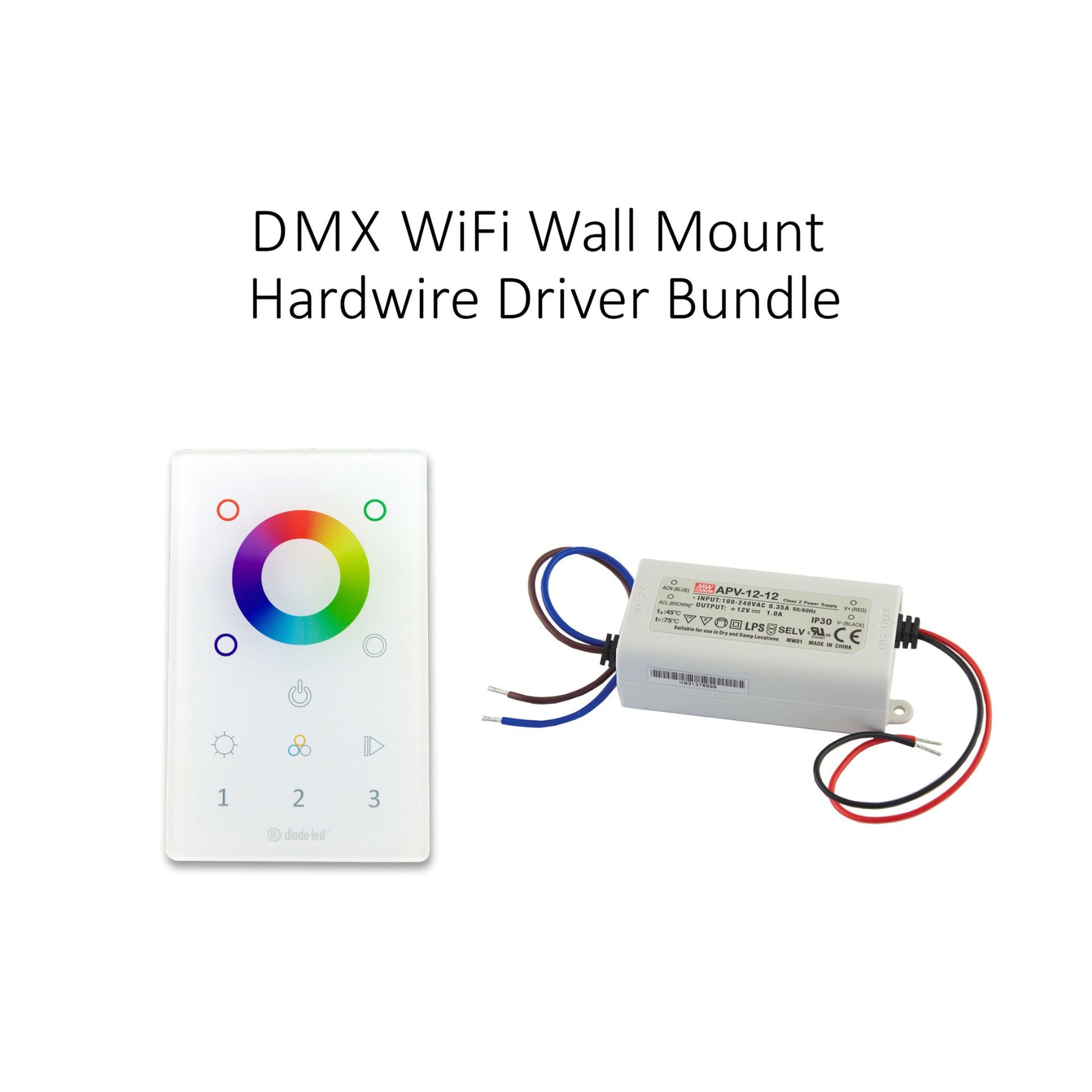 DMX WiFi Wall Mount LED Controller with Hardwire Driver Bundle - Bees Lighting