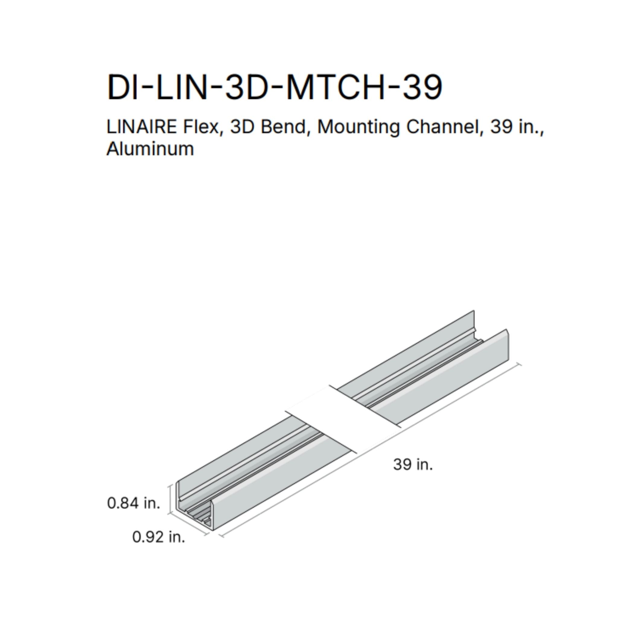 Diode LED LINAIRE Flex DI-LIN-3D-MTCH-39 Mounting Channel 39 in.