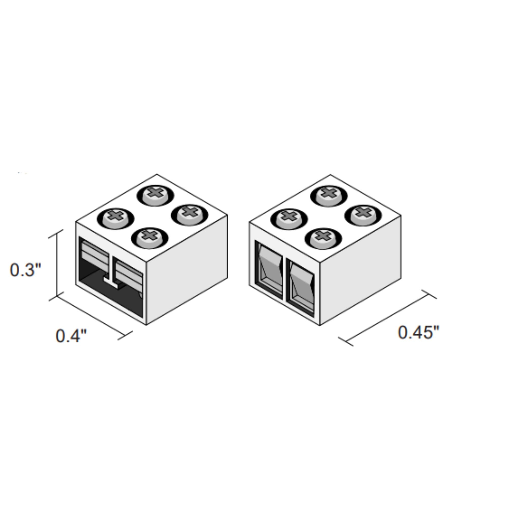 8mm Tape to Tape Terminal Block Connector, White Finish