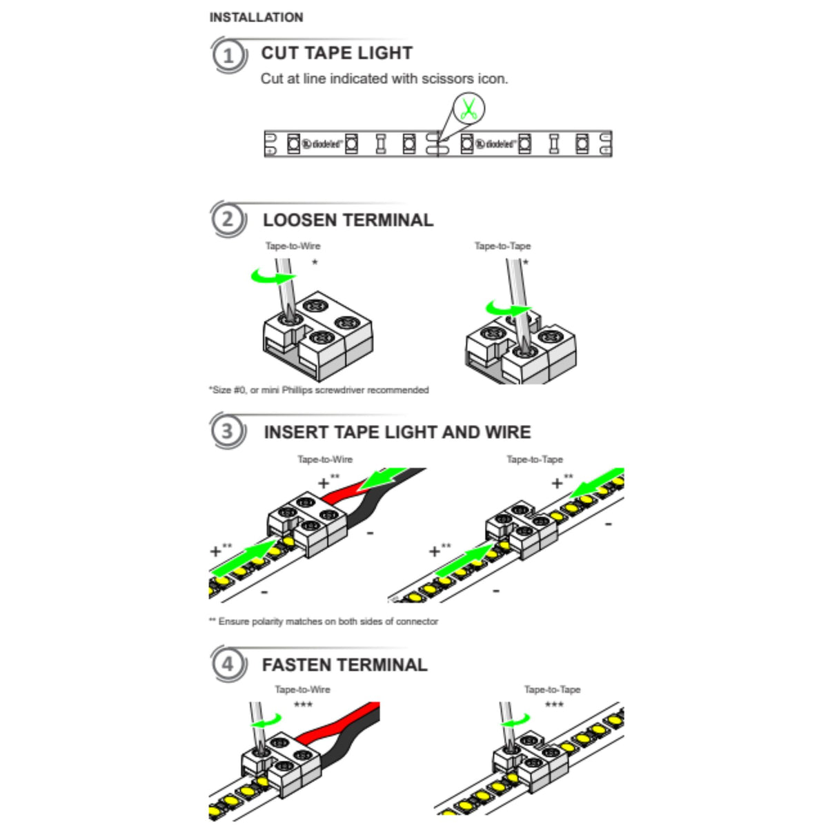 12mm Tape to Tape Terminal Block Connector with 60in. Jumper cable